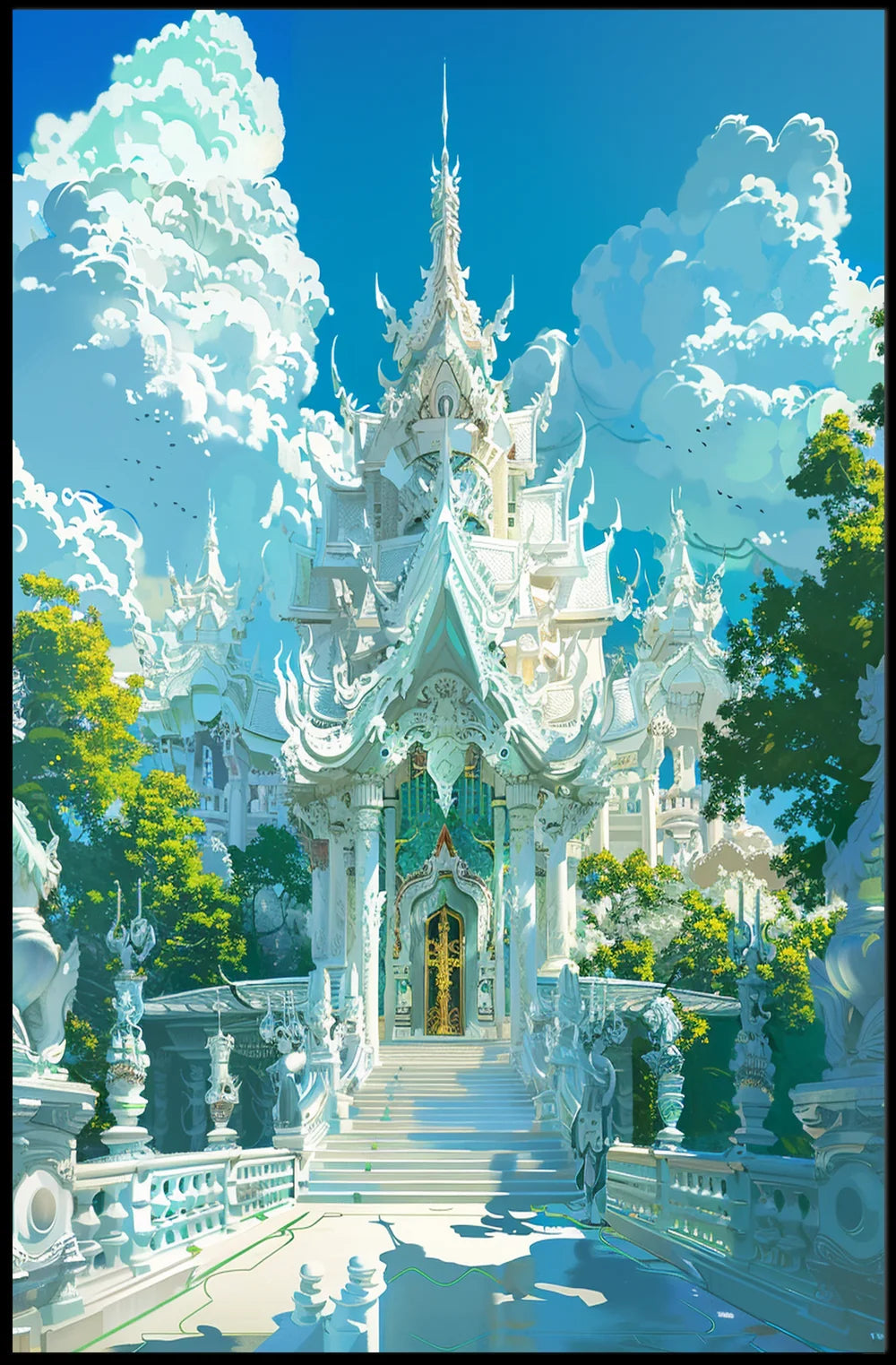 Majestic Thai Temple Fantasy Art Poster Print