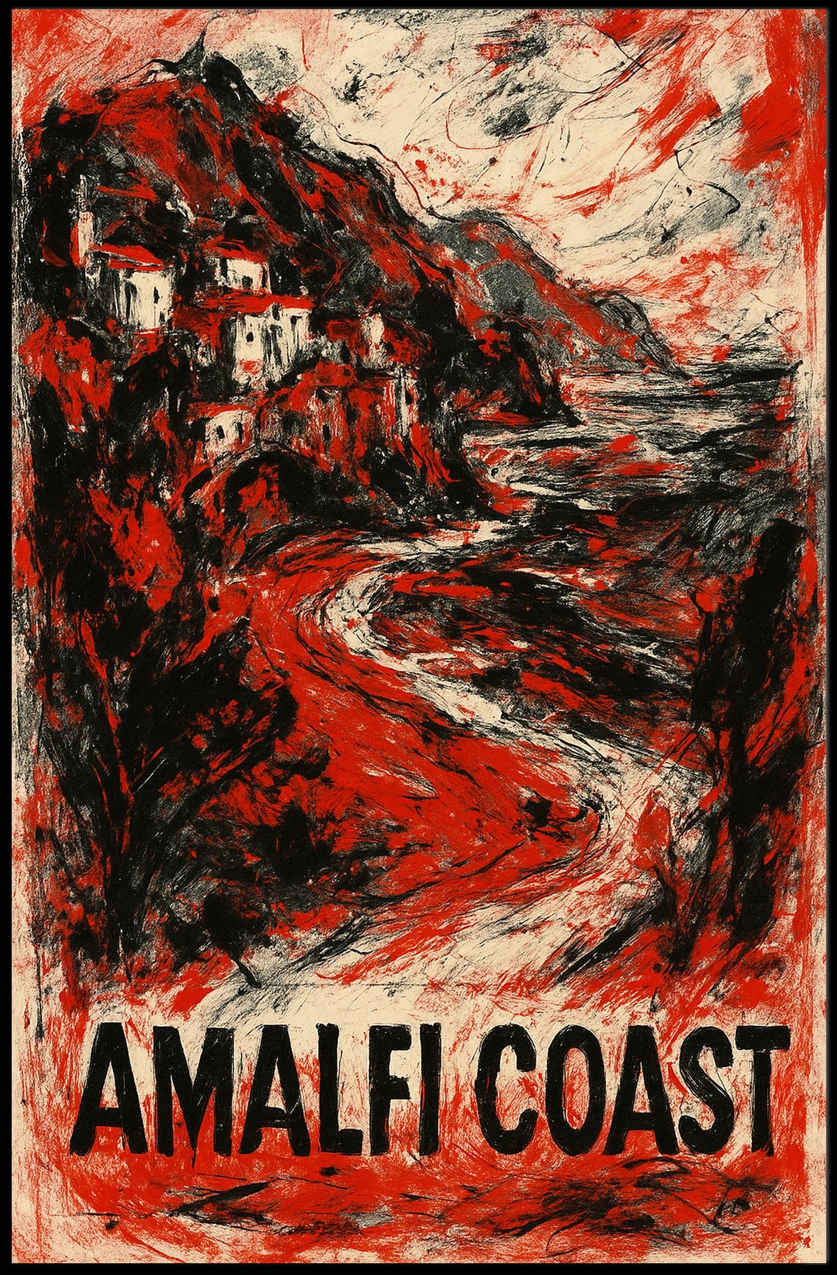 Amalfi Coast Poster Wall Art Print 18x24 Coastal Decor
