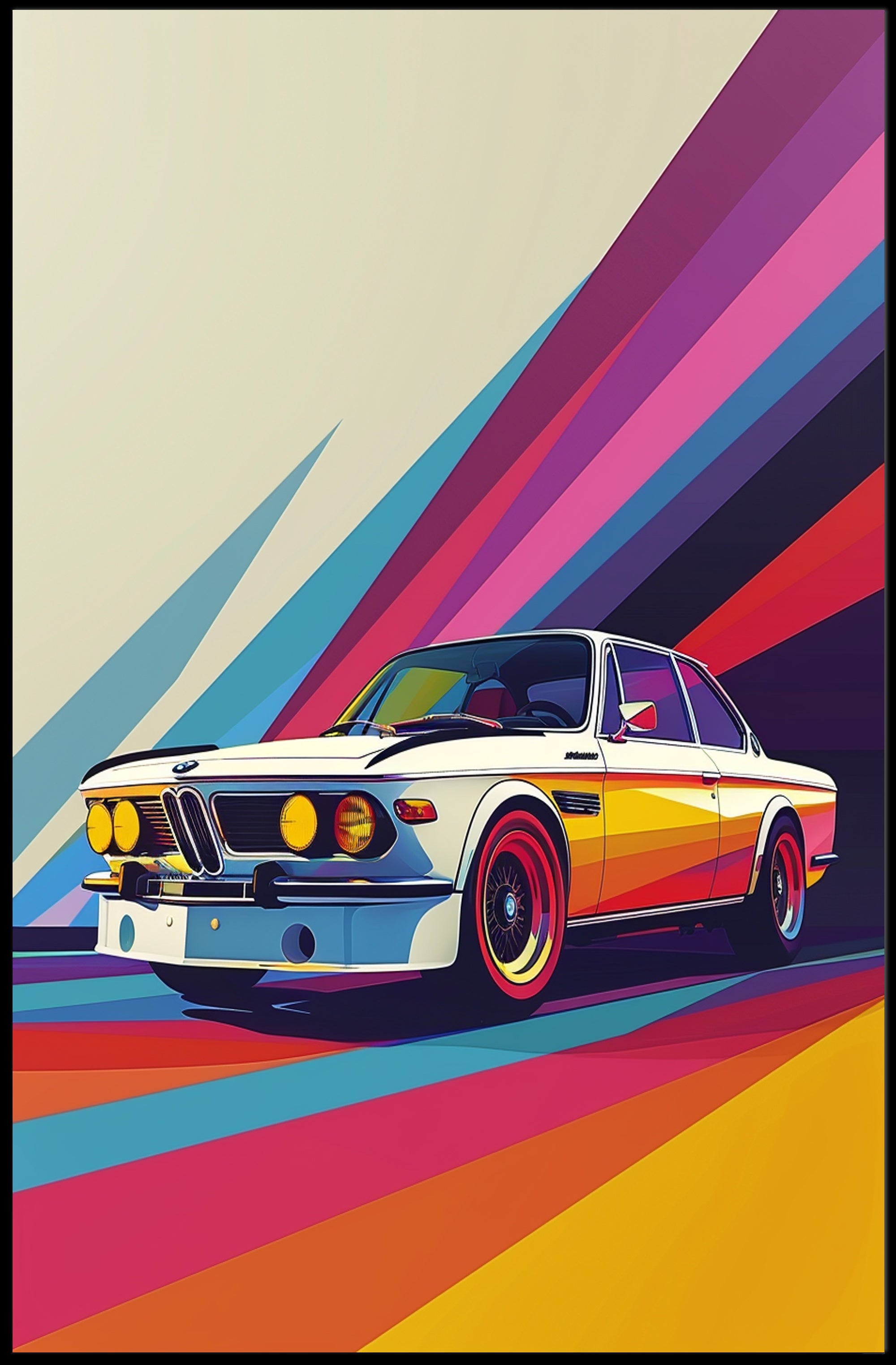 Vintage Racing Car in Dynamic Pop Art Poster PosterGoat