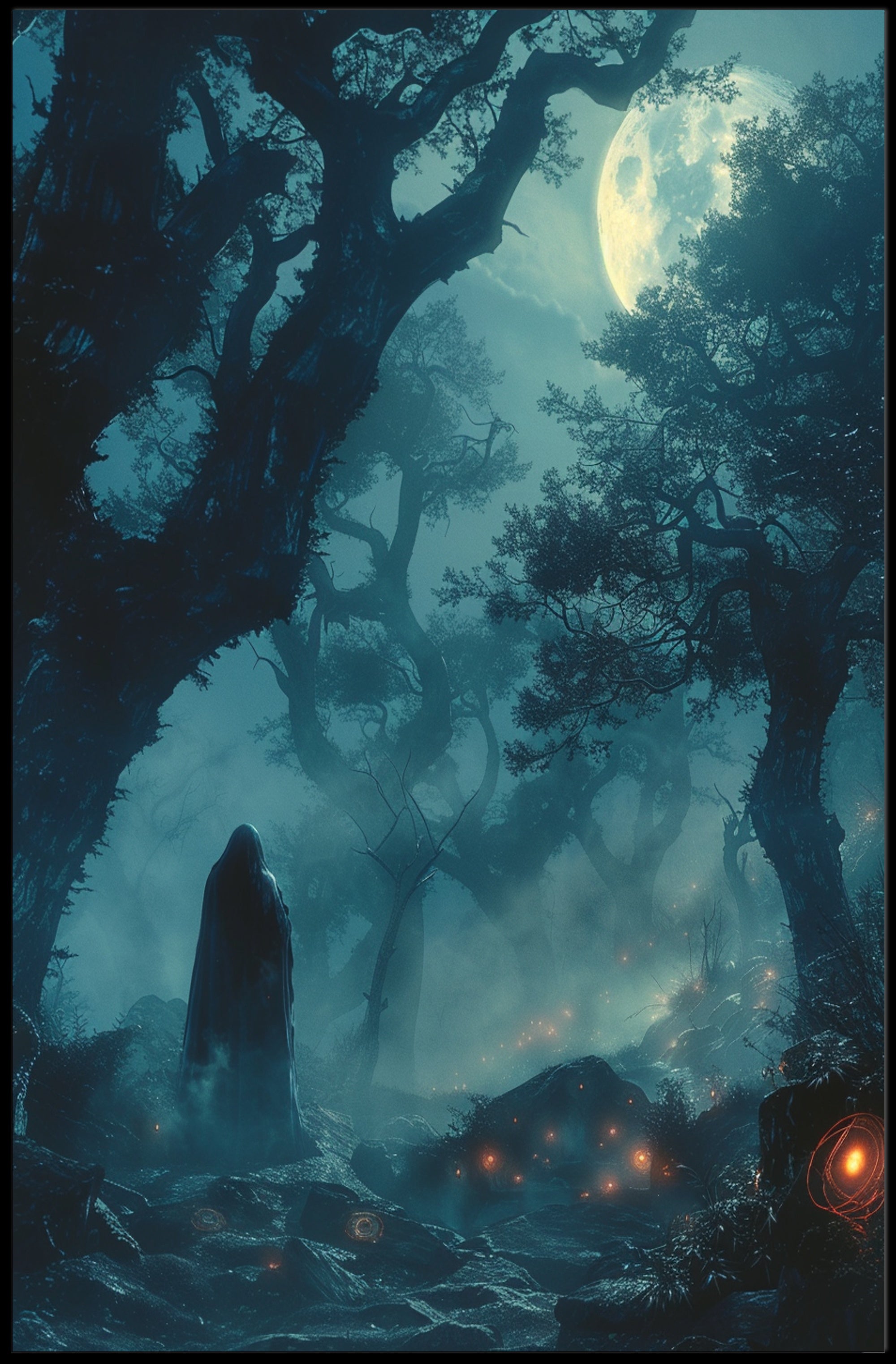 Enchanted Forest Under The Moonlight Art Print Poster PosterGoat