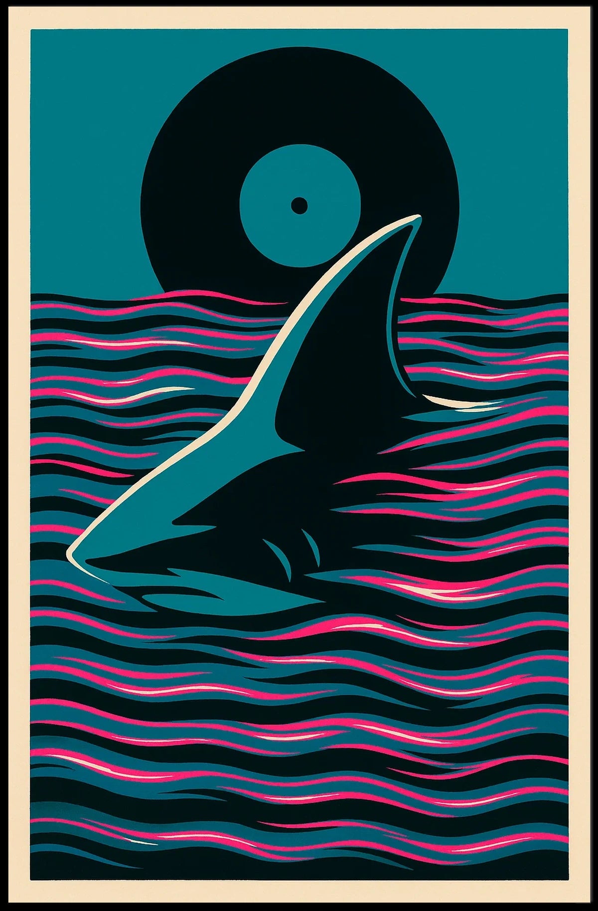 Shark In The Waves Poster