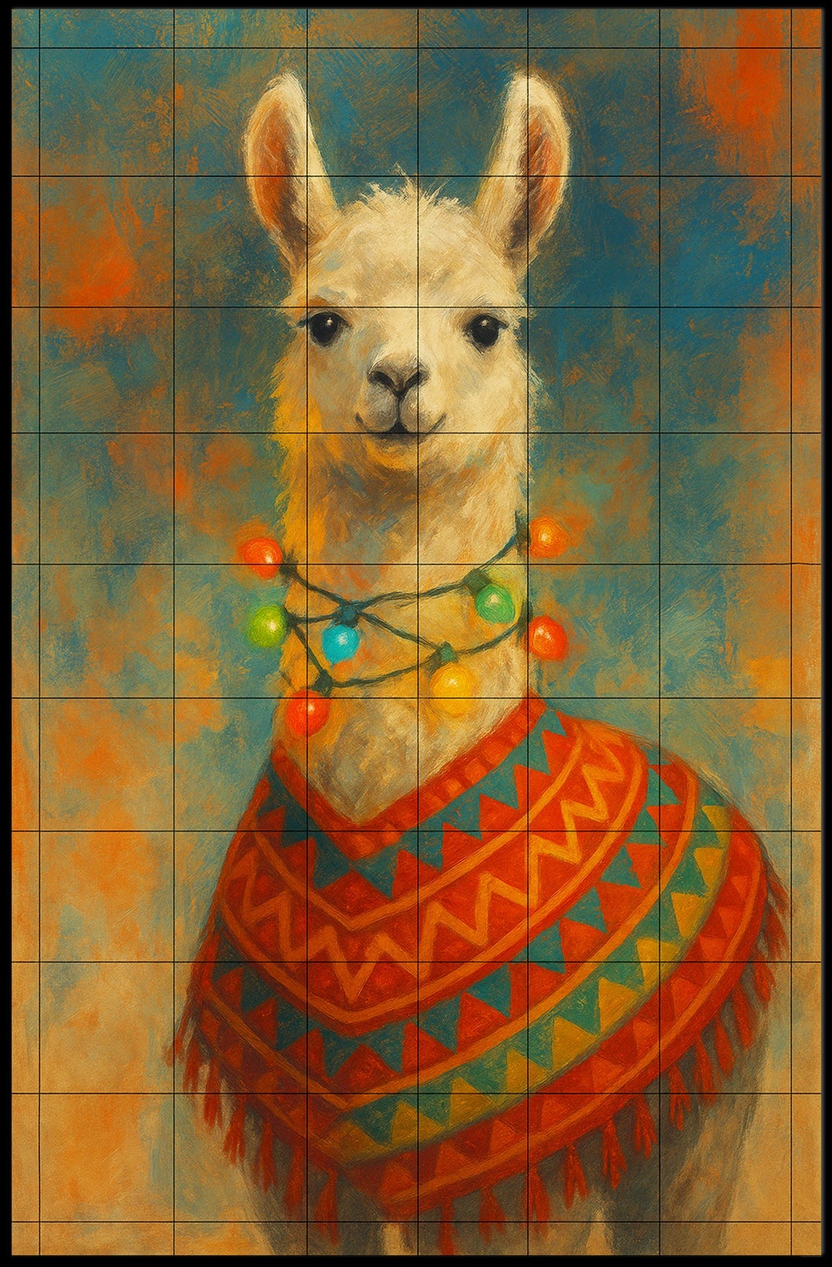 Festive Llama Portrait Poster