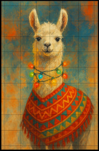 Festive Llama Portrait Poster