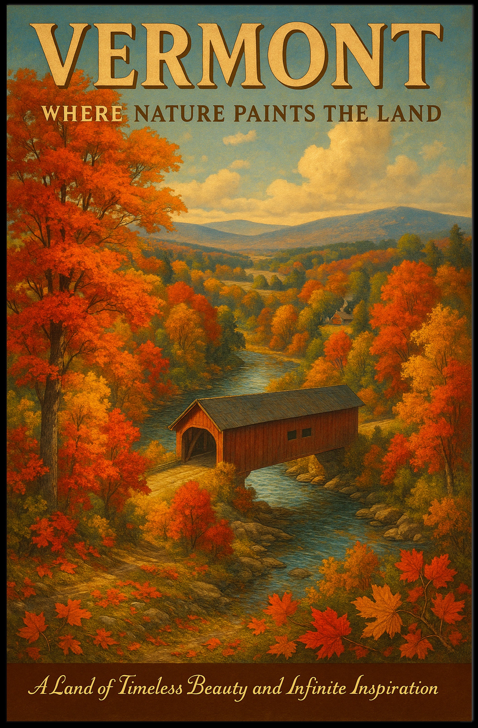 Vermont Scenic Poster Wall Art Nature Landscape Print