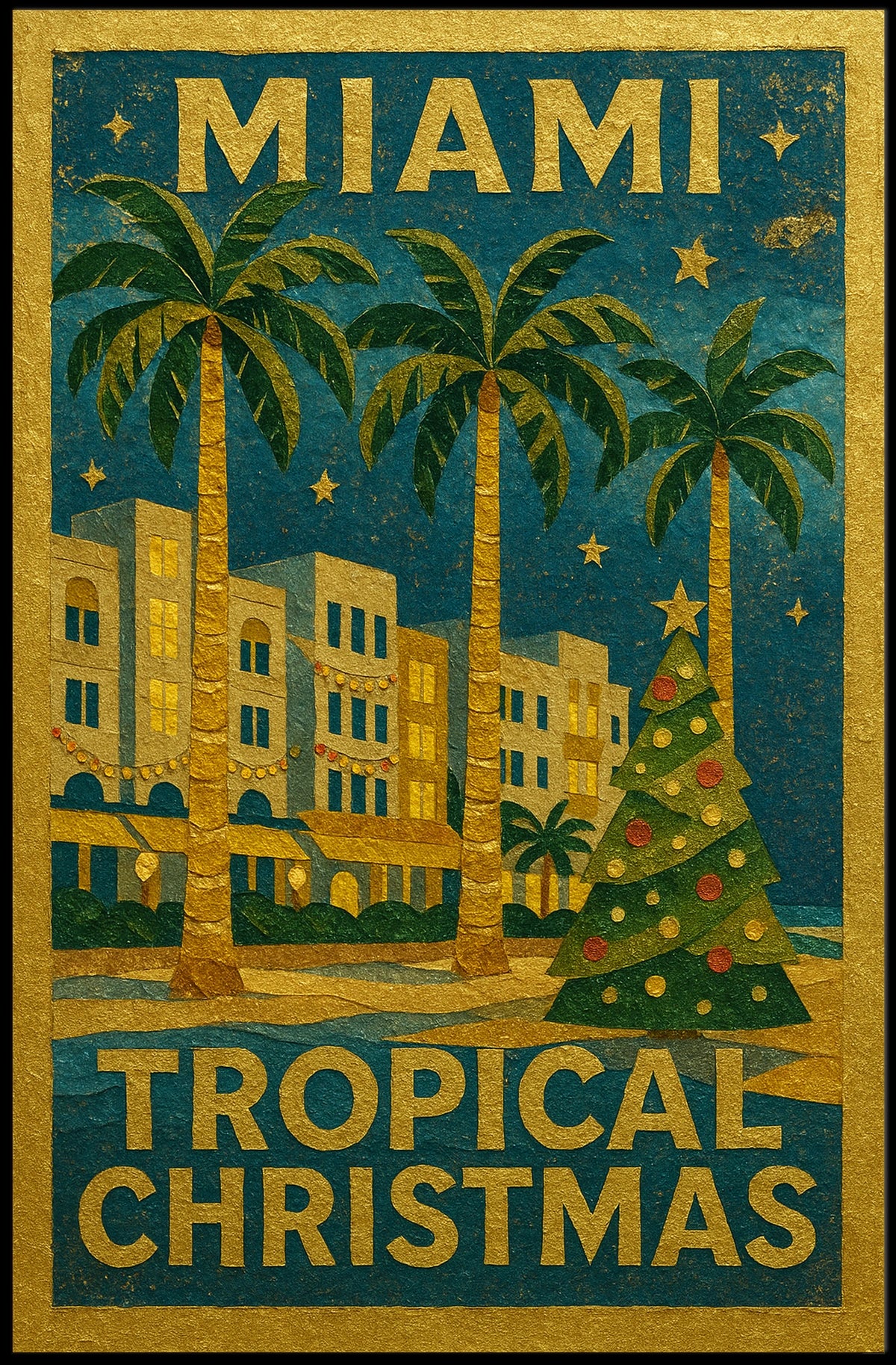 Miami Tropical Christmas Poster