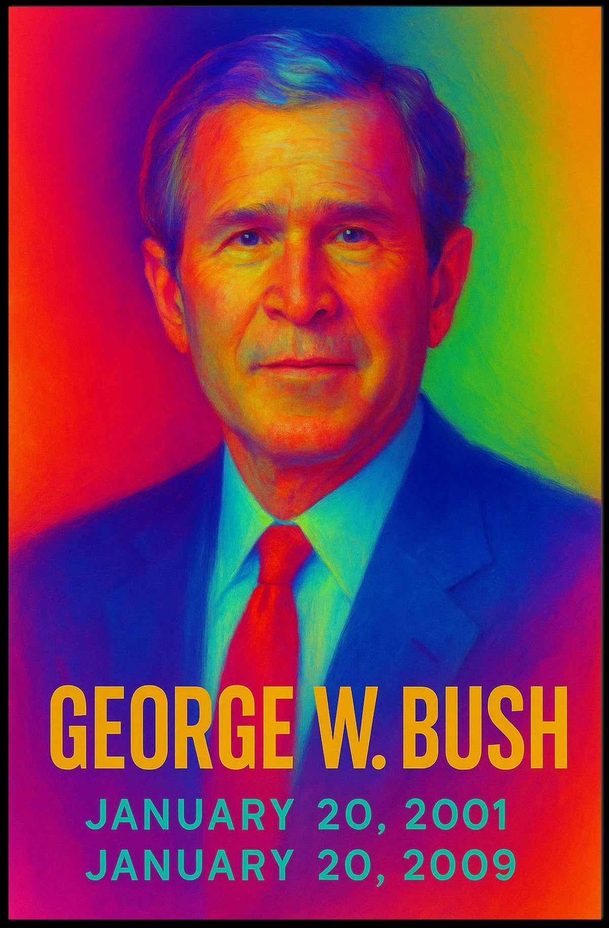 George W. Bush 43rd President of the United States Neon Gradient Overlay Poster
