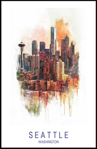 Seattle Skyline Art Poster PosterGoat