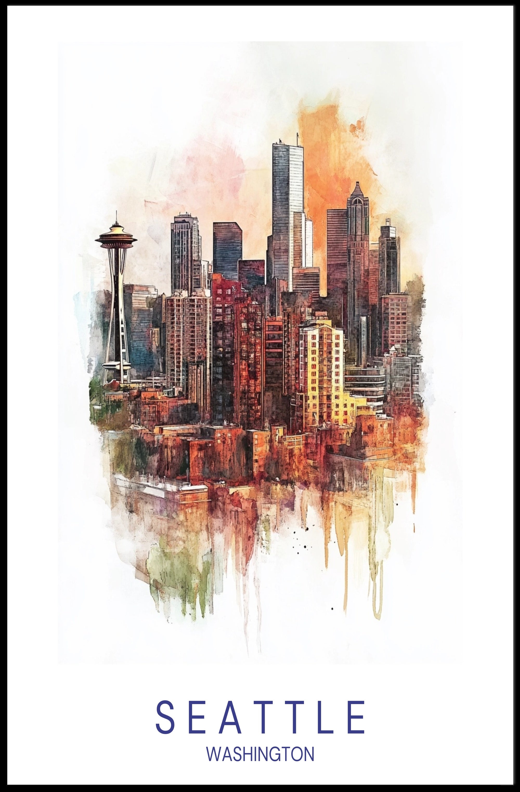 Seattle Skyline Art Poster PosterGoat