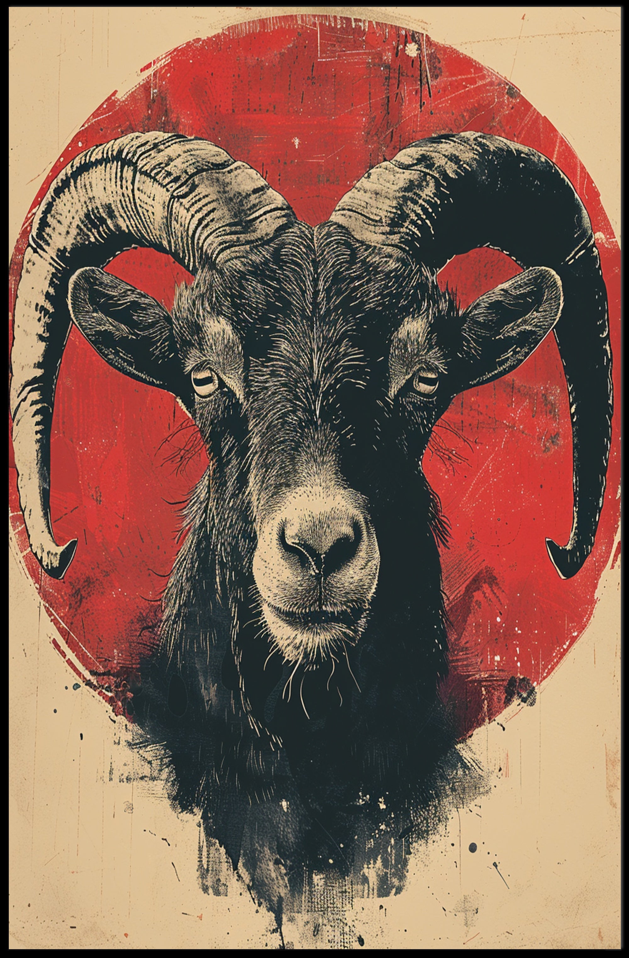 Majestic Ram Art Print Poster for Home Decor PosterGoat