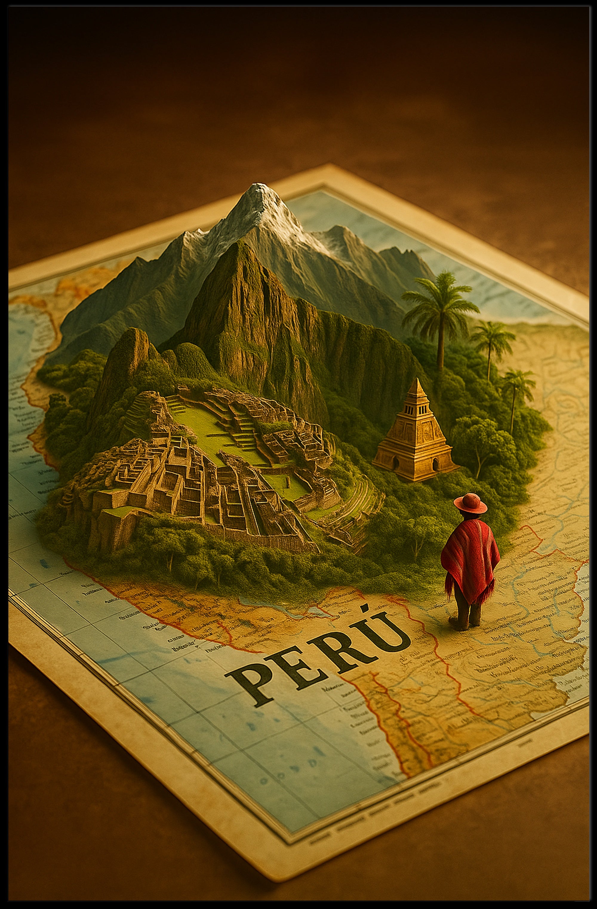 Peru Enchanting Travel Poster Vintage Wall Art