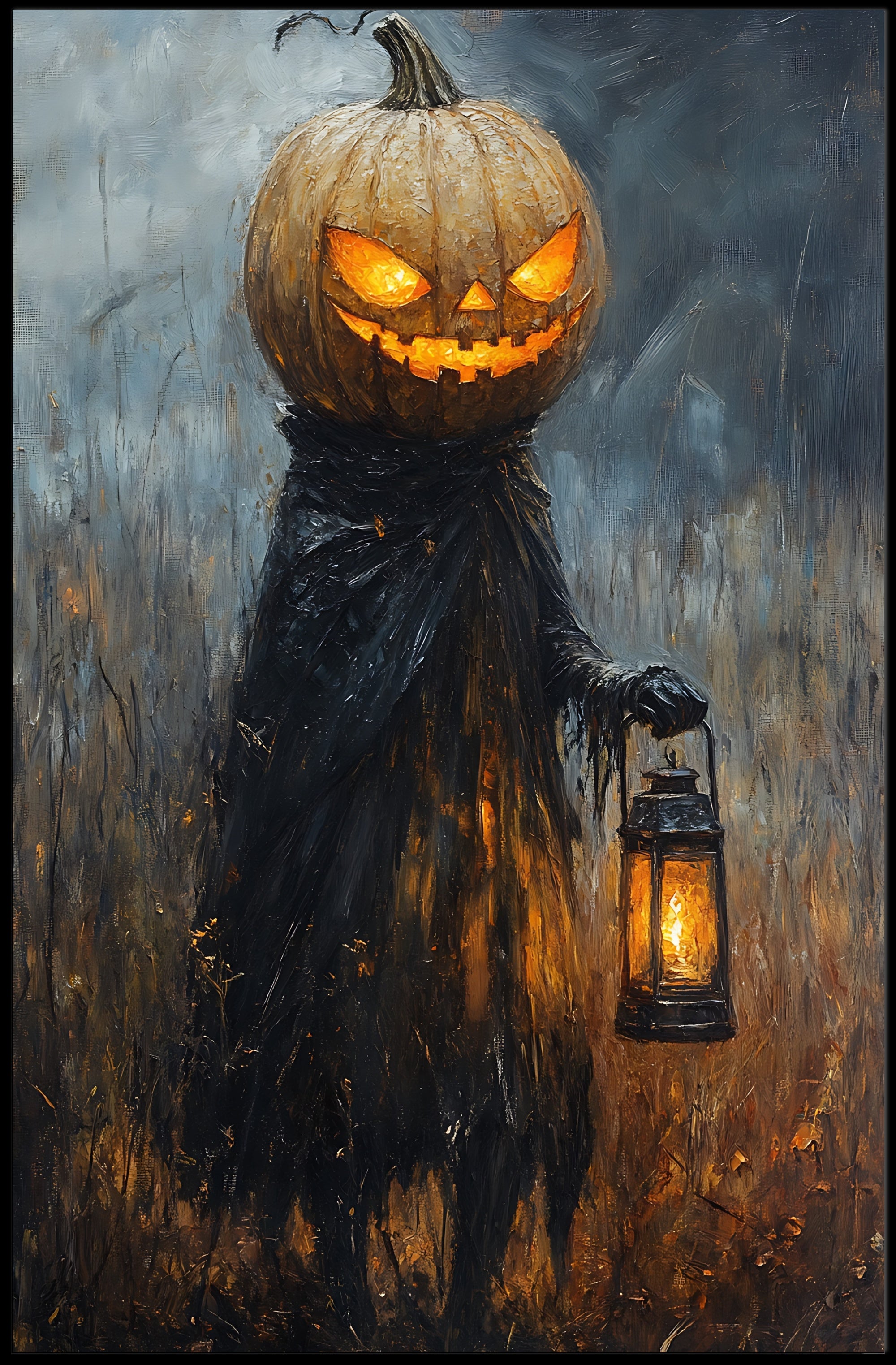 Haunting Pumpkin Lantern Fantasy or Mythology Poster