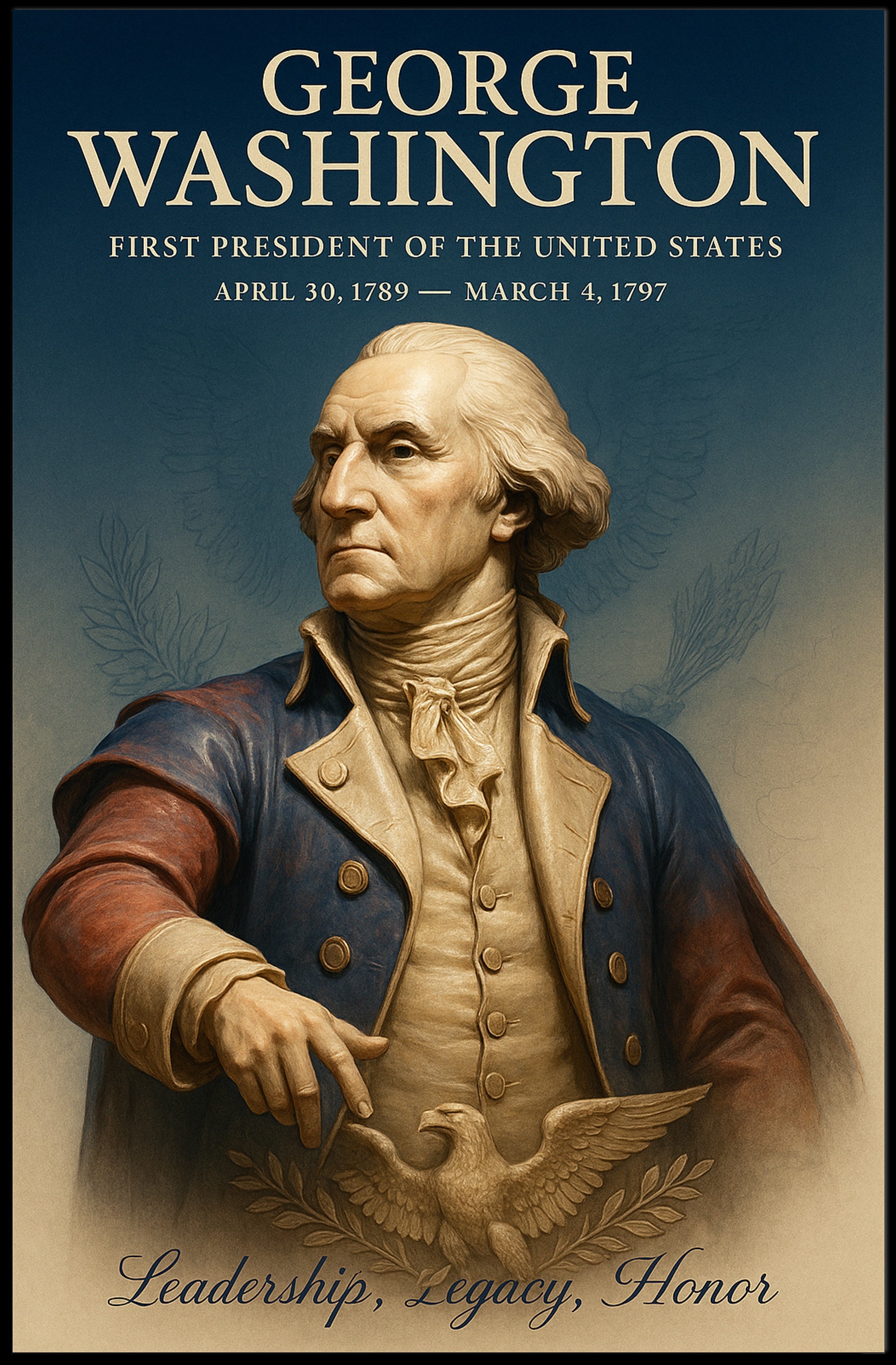 George Washington Portrait Celebrating America's Historical Legacy Poster