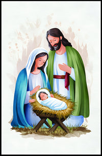 Nativity Scene Illustration Poster