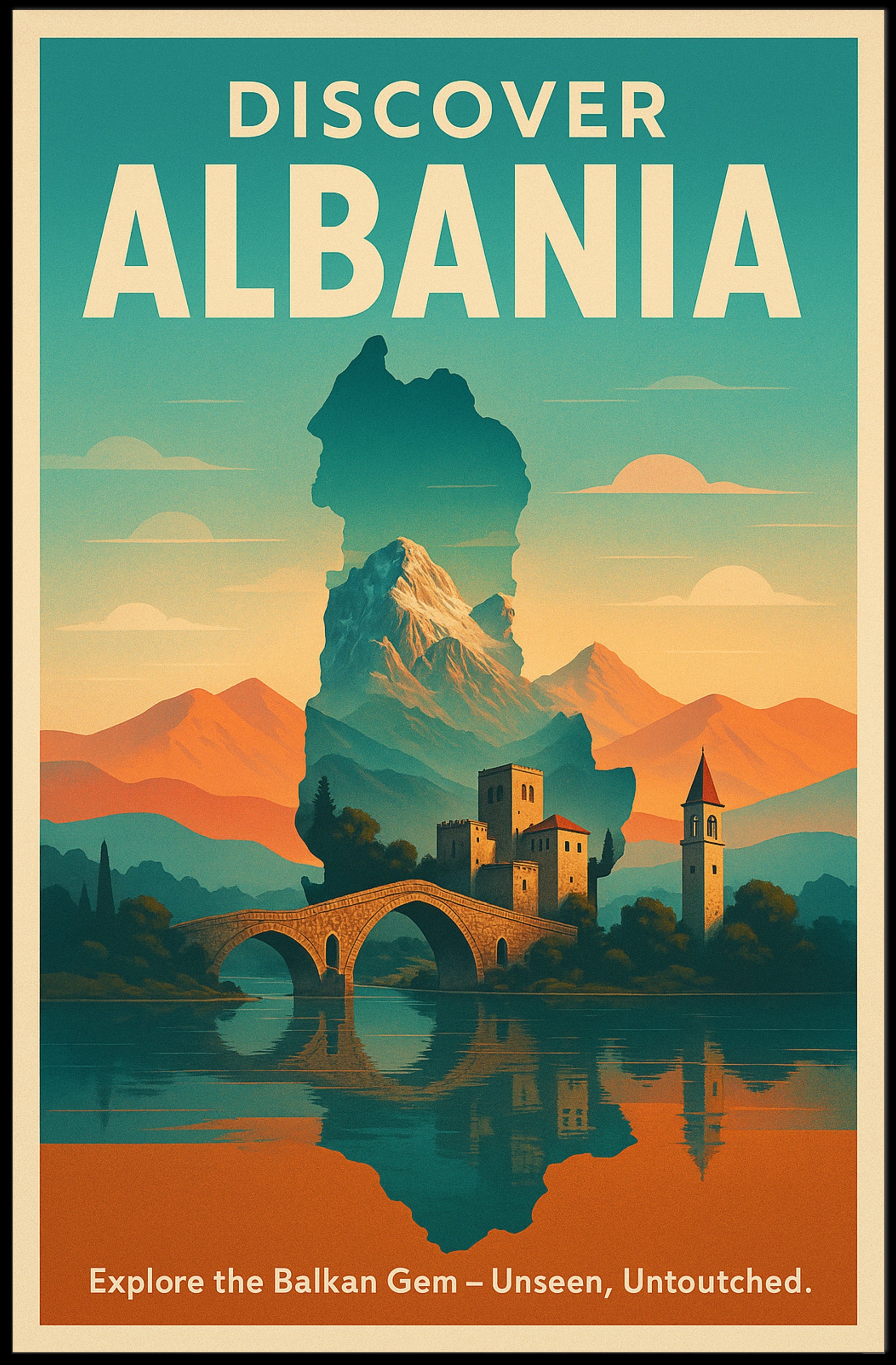 Discover Albania Vintage Travel Poster
