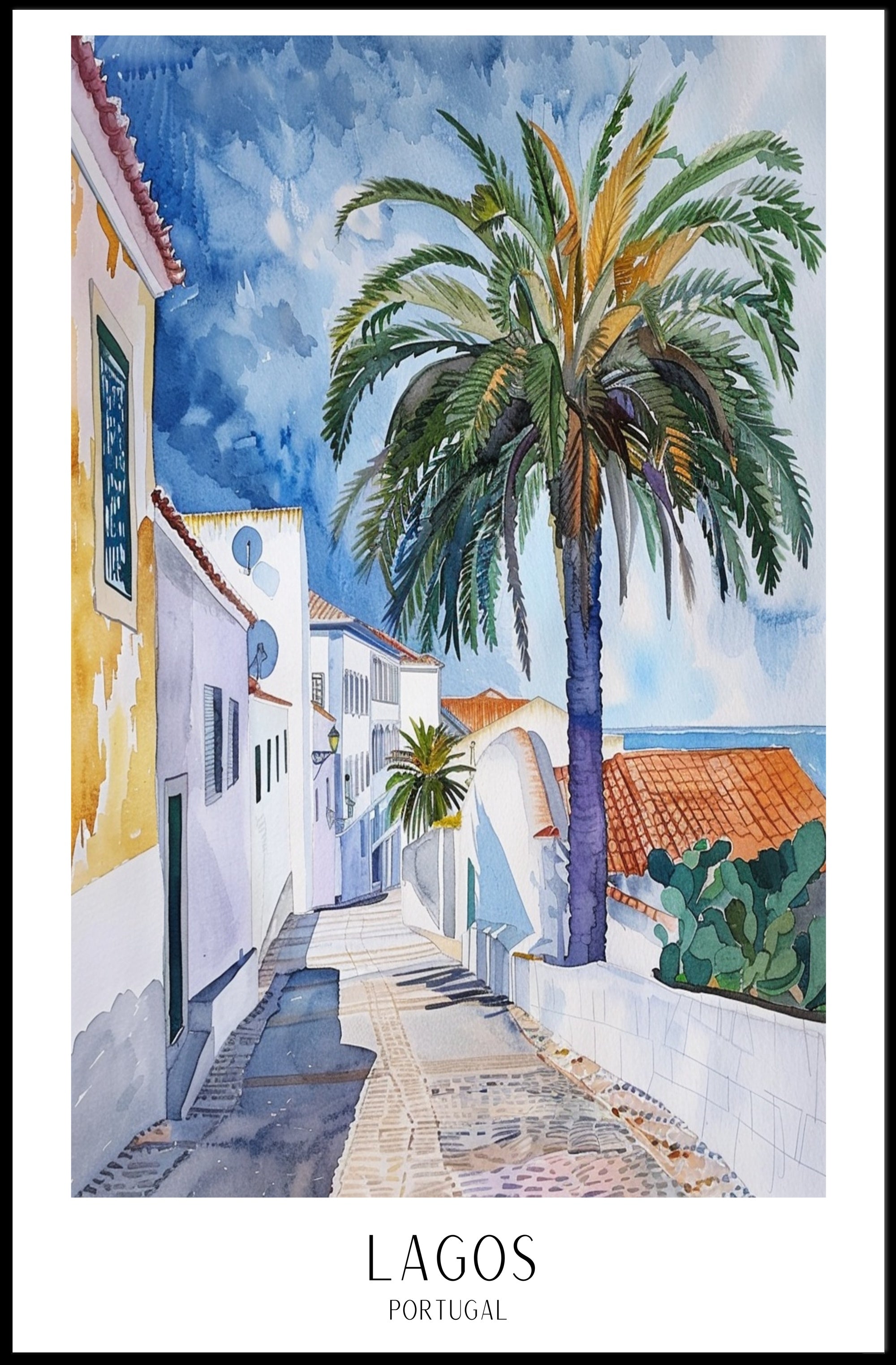 Lagos Portugal Street Scene Travel Poster PosterGoat