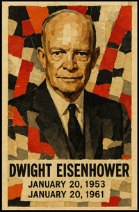 Dwight D. Eisenhower 34th President of the United States Layered paper Collage Poster