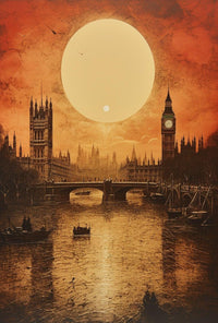 Victorian London Nostalgia: Serene River Travel Poster