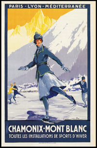 Vintage Chamonix Travel Poster - Elegant Alpine Winter Sports Adventure PosterGoat