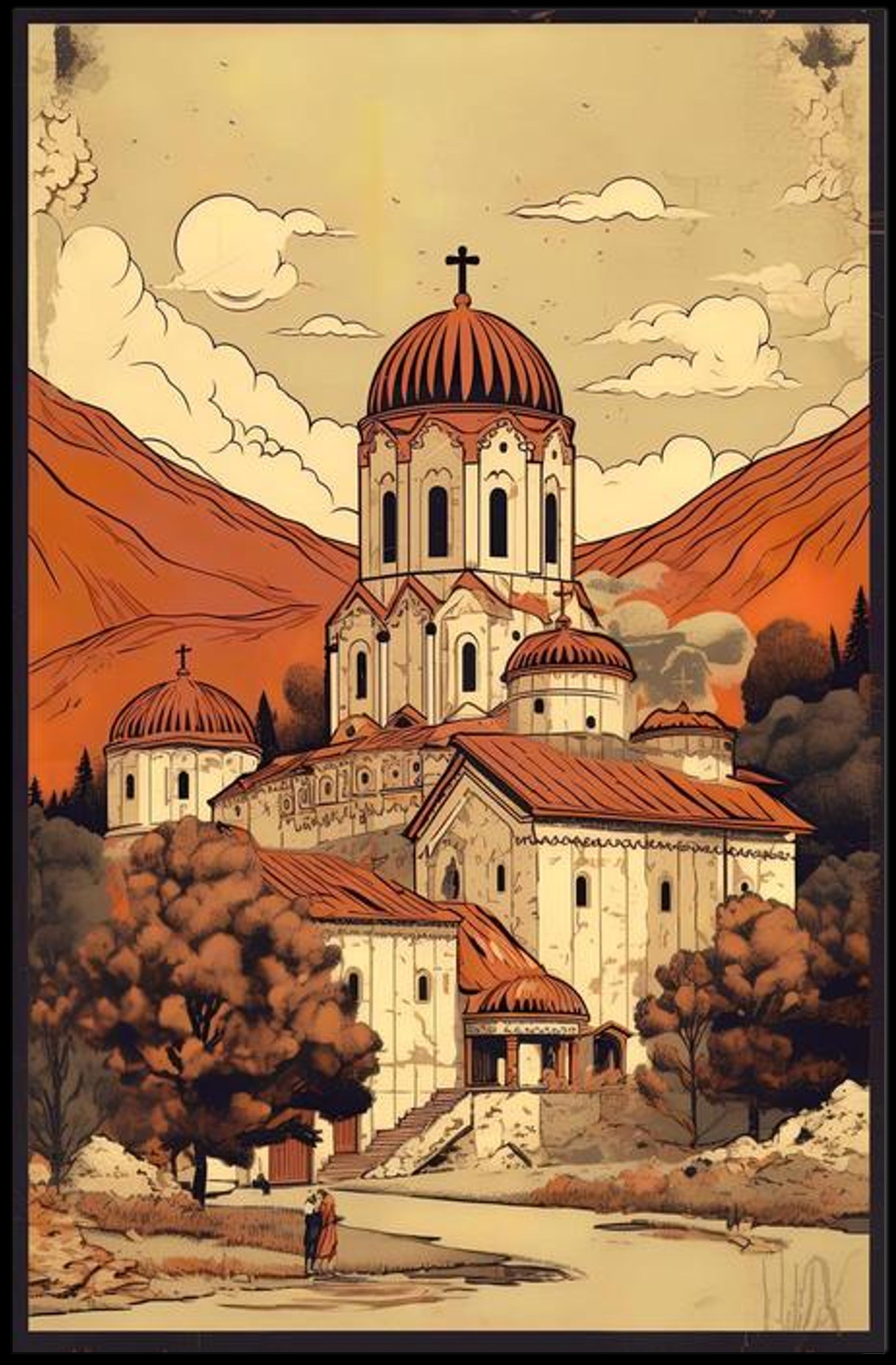 Serene Byzantine Landscape Poster
