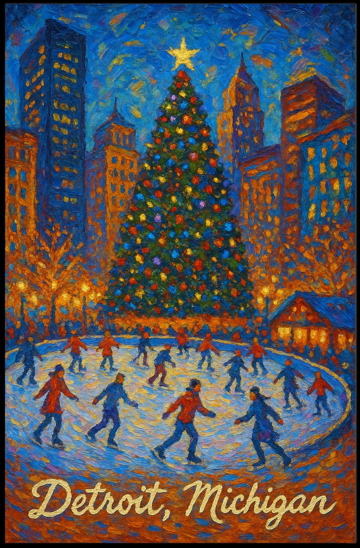 Detroit Winter Wonderland Vintage Collectors Poster