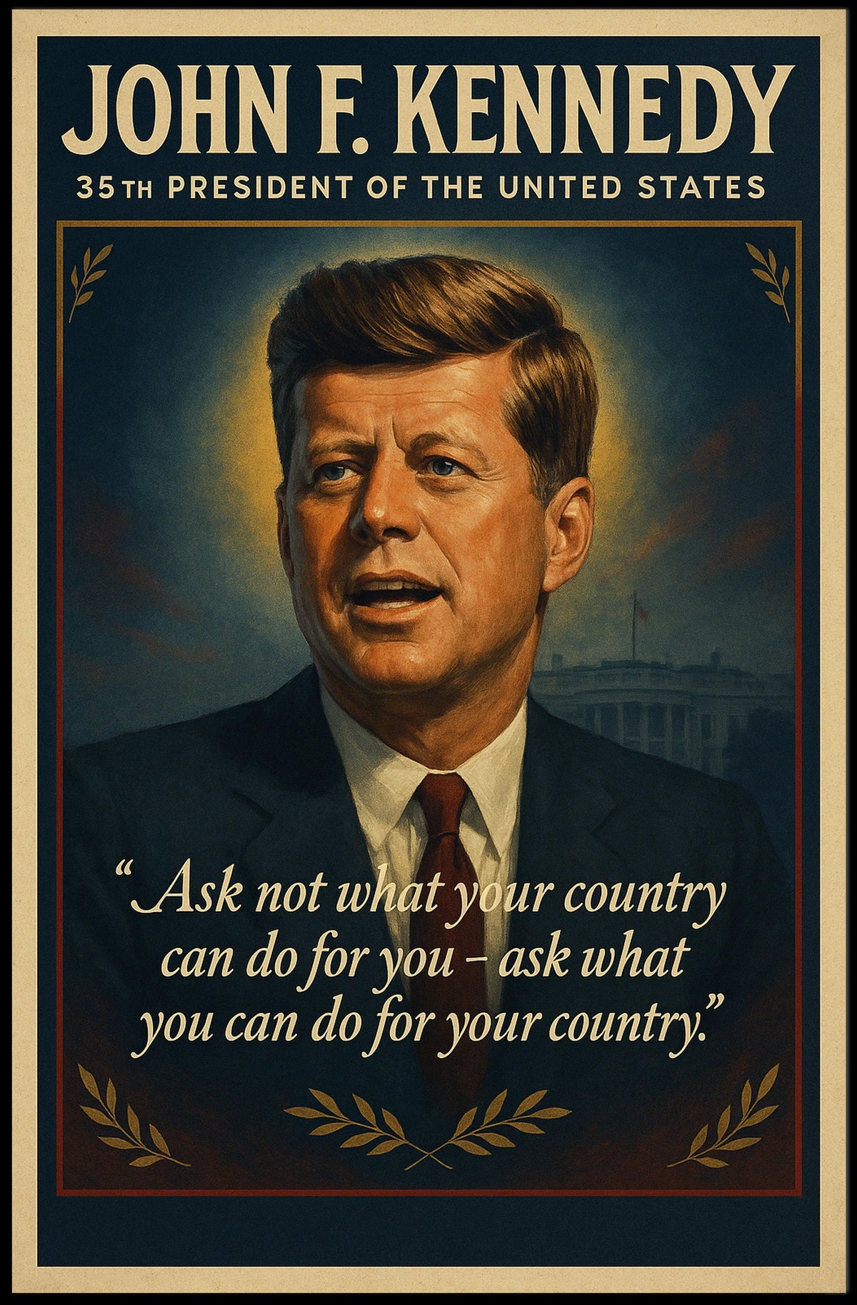 John F. Kennedy Vintage Inspirational Poster Art