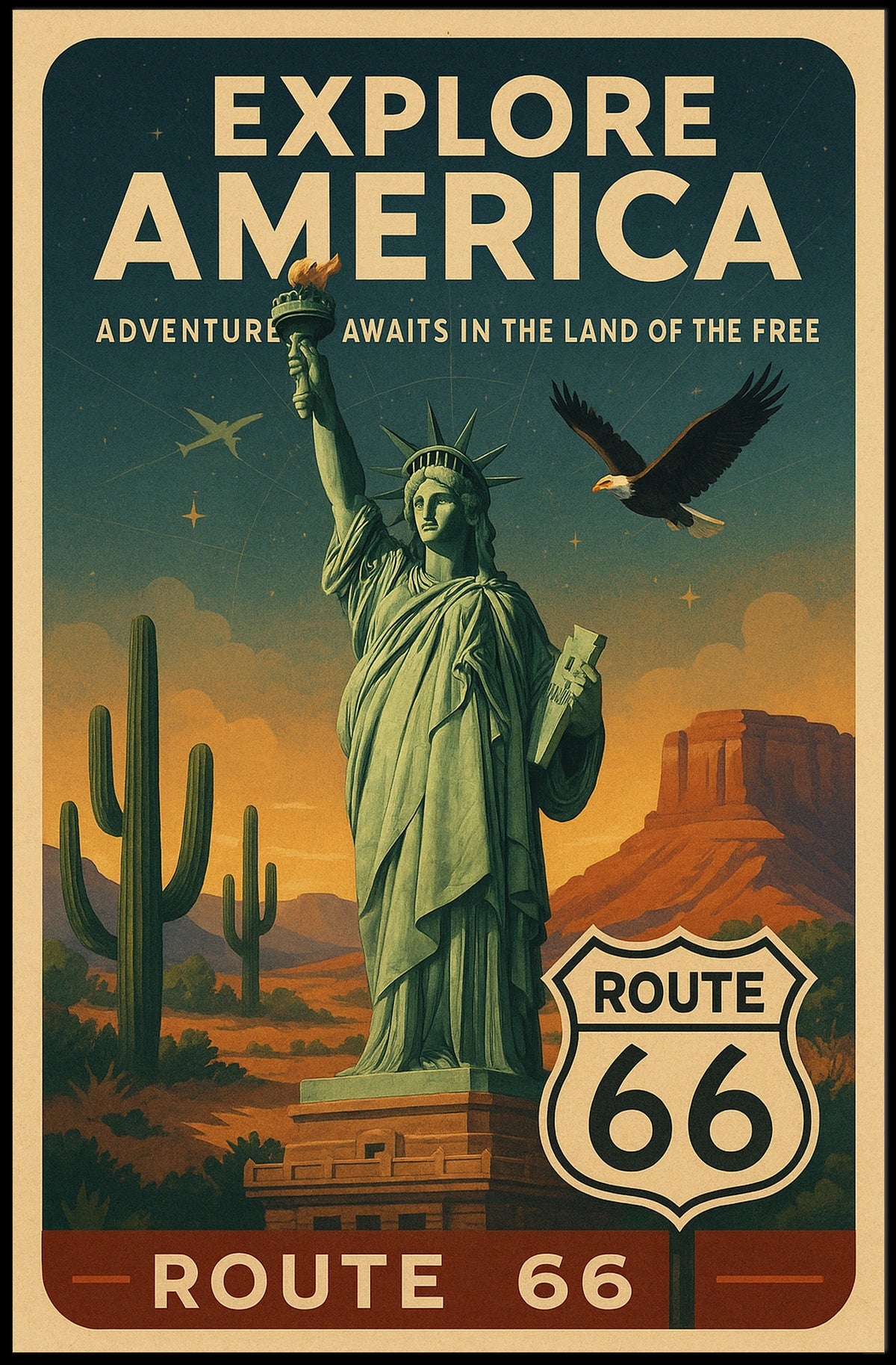 Explore America Route 66 Poster