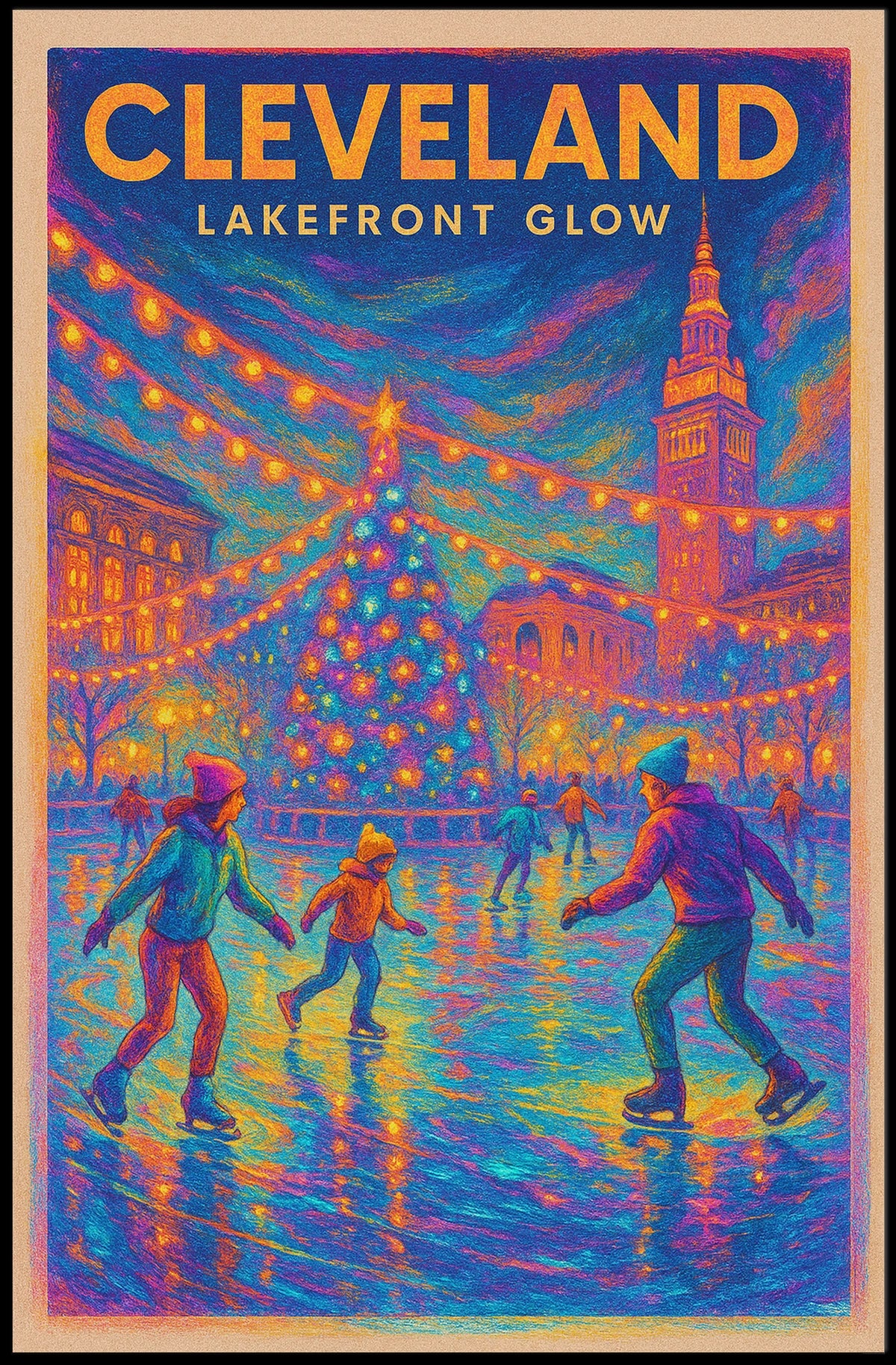 Cleveland Lakefront Glow Poster