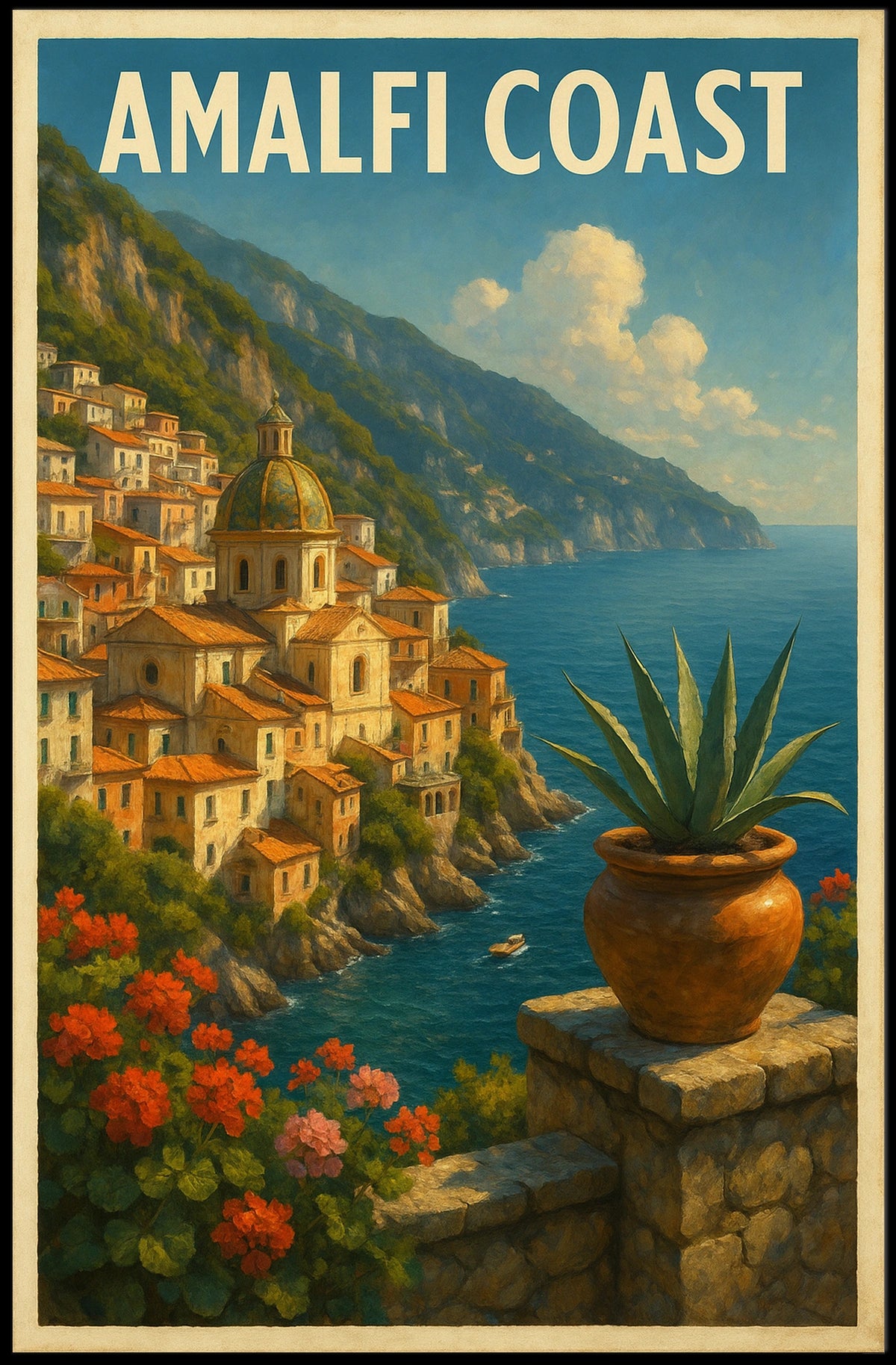Amalfi Coast Poster Wall Art For Coastal Home Decor
