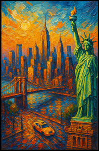 Vibrant New York Sunset Painting