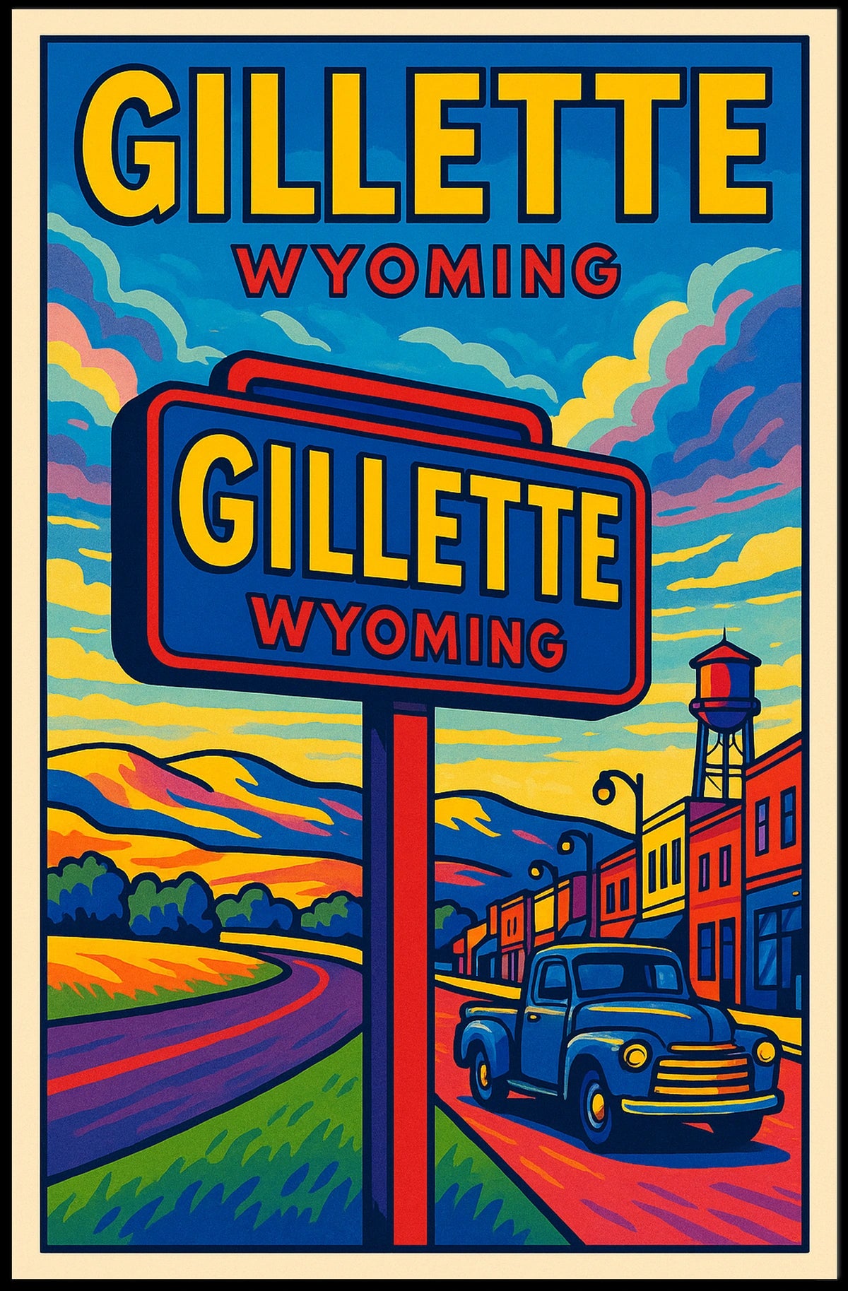 Gillette, Wyoming Vibrant Landscape Poster