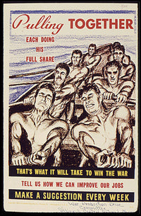 WWII Unity and Teamwork Vintage Poster