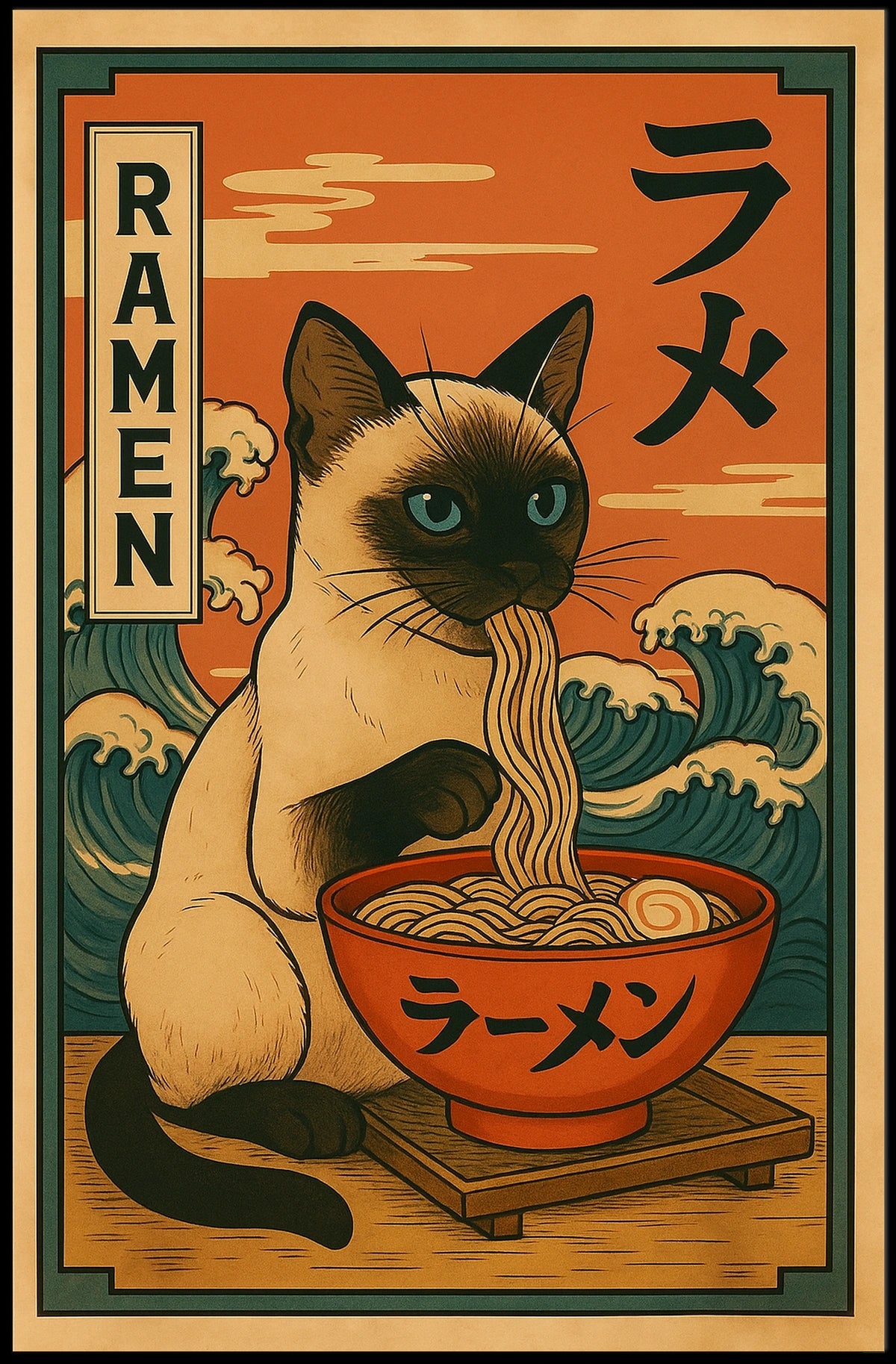 Ramen Cat Delight Poster