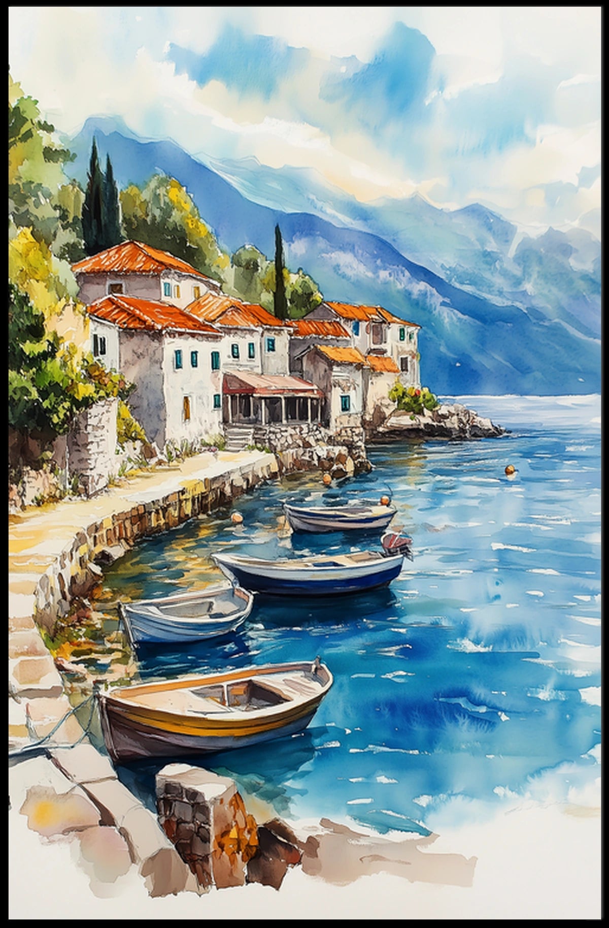 Montenegro Perast Waterfront View Poster