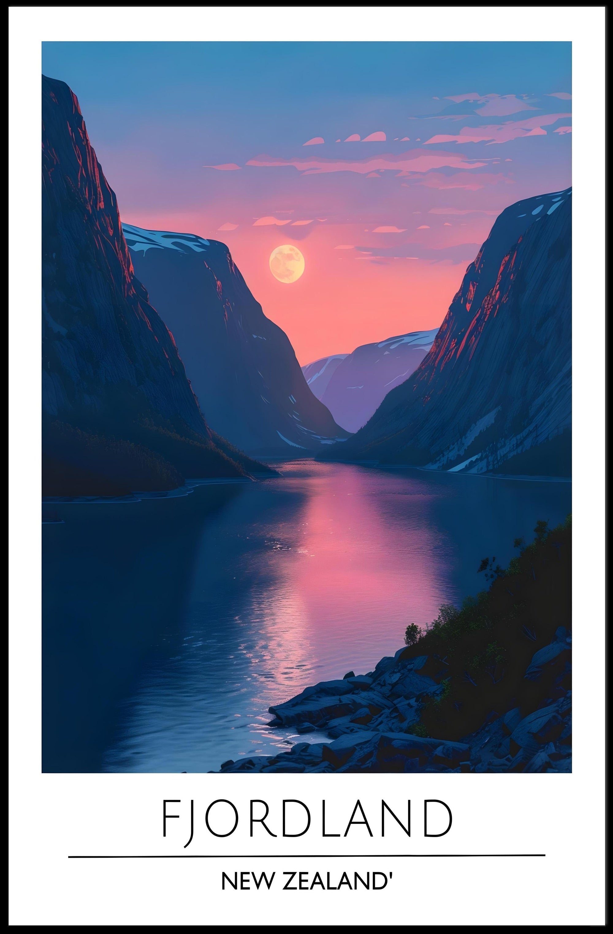 Fjordland Sunset Travel Poster