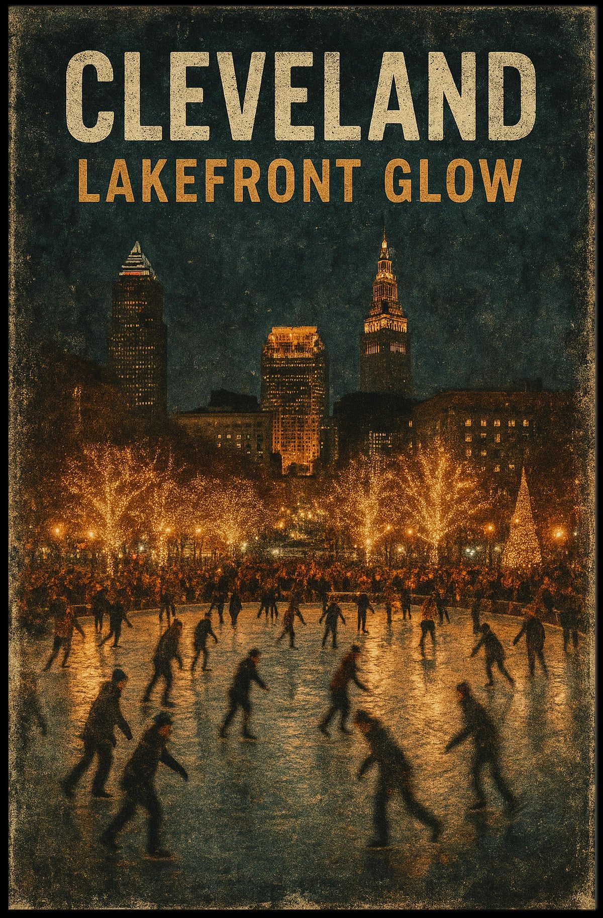 Cleveland Lakefront Glow Poster