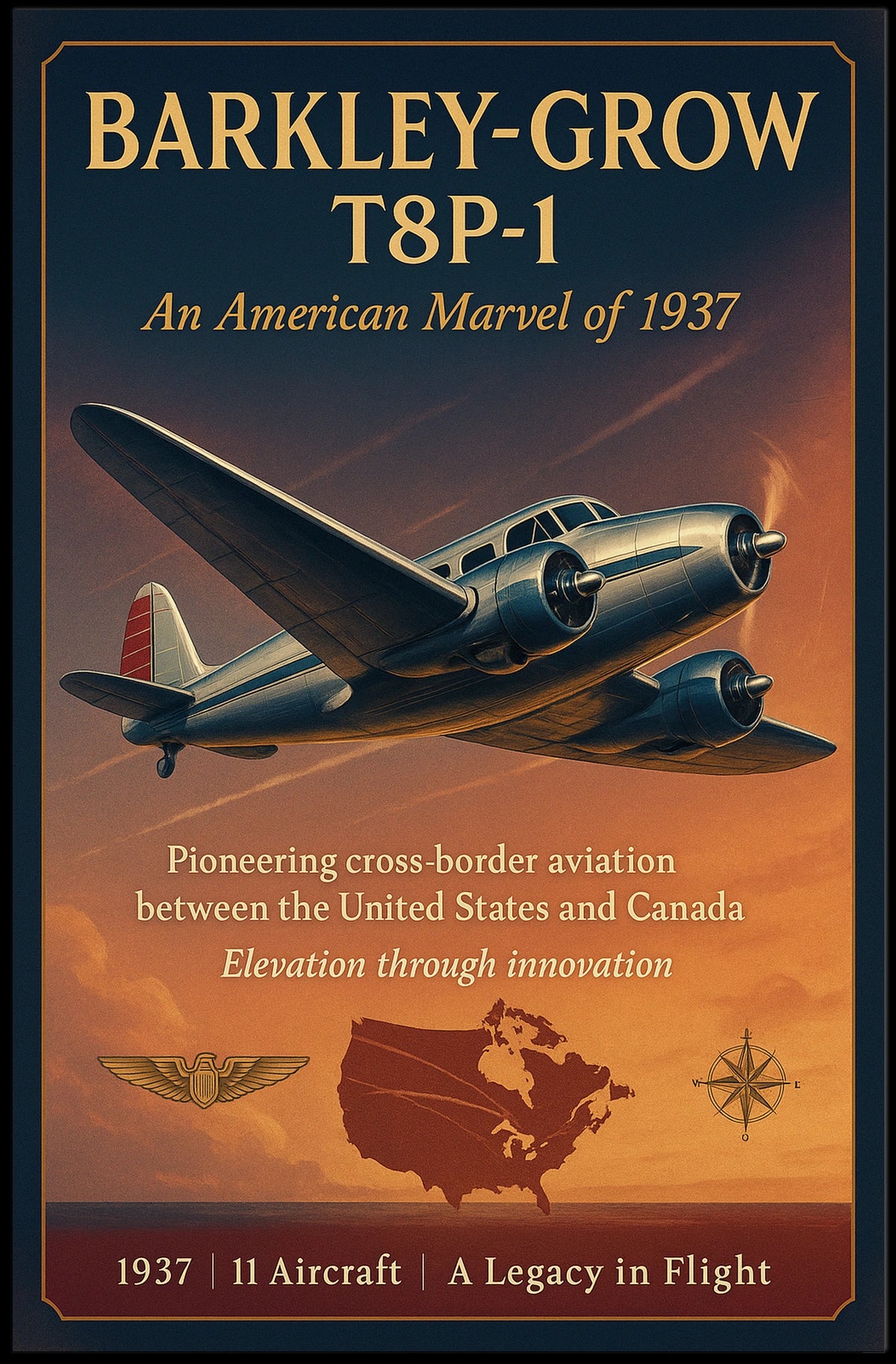 Barkley-Grow T8P-1 Vintage Aviation Poster Art