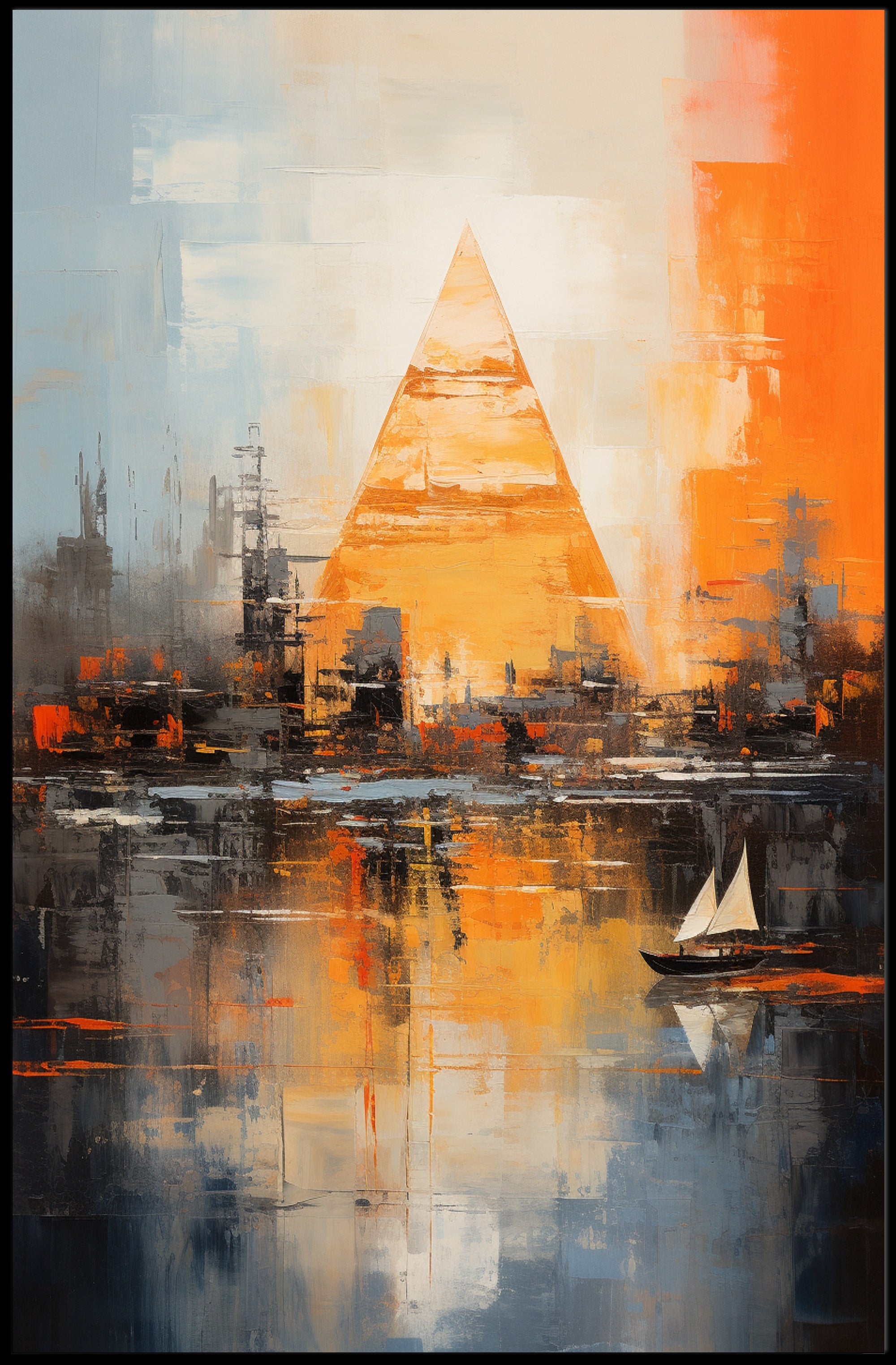 Abstract Cityscape With Pyramid Abstract Poster