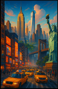 New York City Twilight Scene Poster For Bold Urban Decor