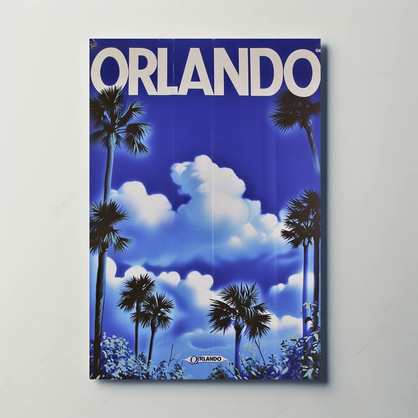 Orlando Florida Palm Trees Clouds Vintage Travel Poster