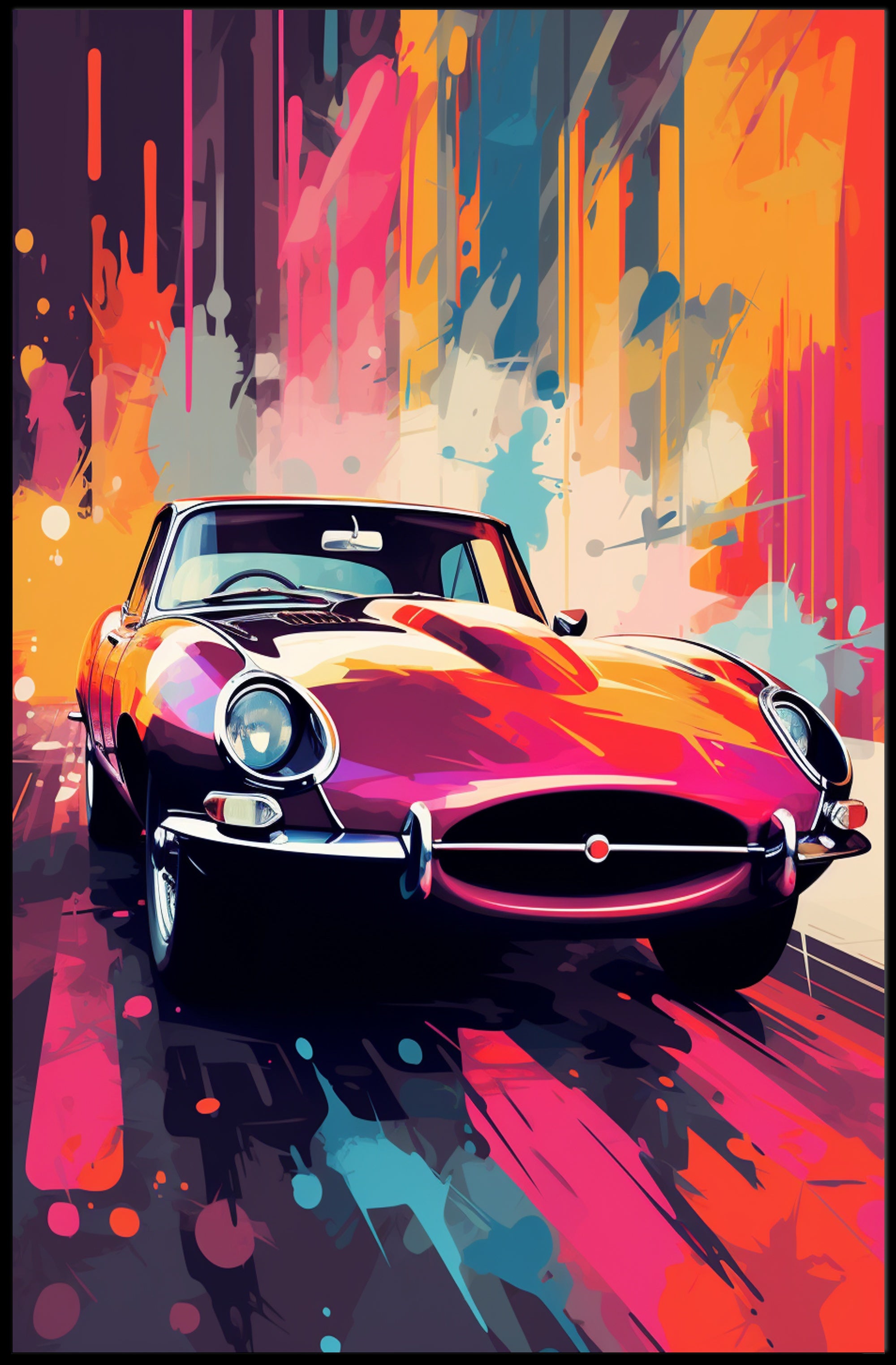 Vibrant Classic Car Art Poster