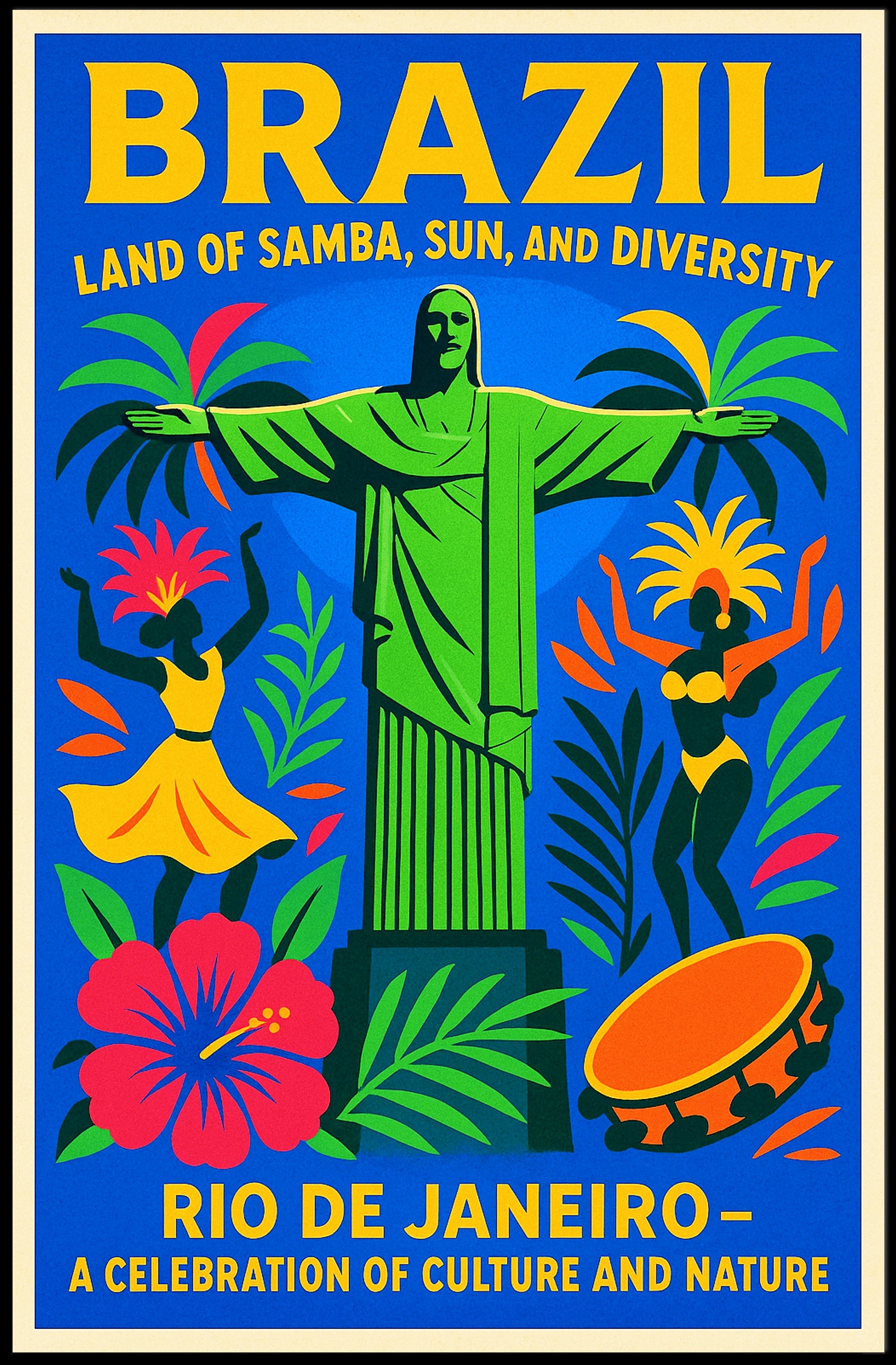 Brazil Land of Samba, Sun, and Diversity Poster