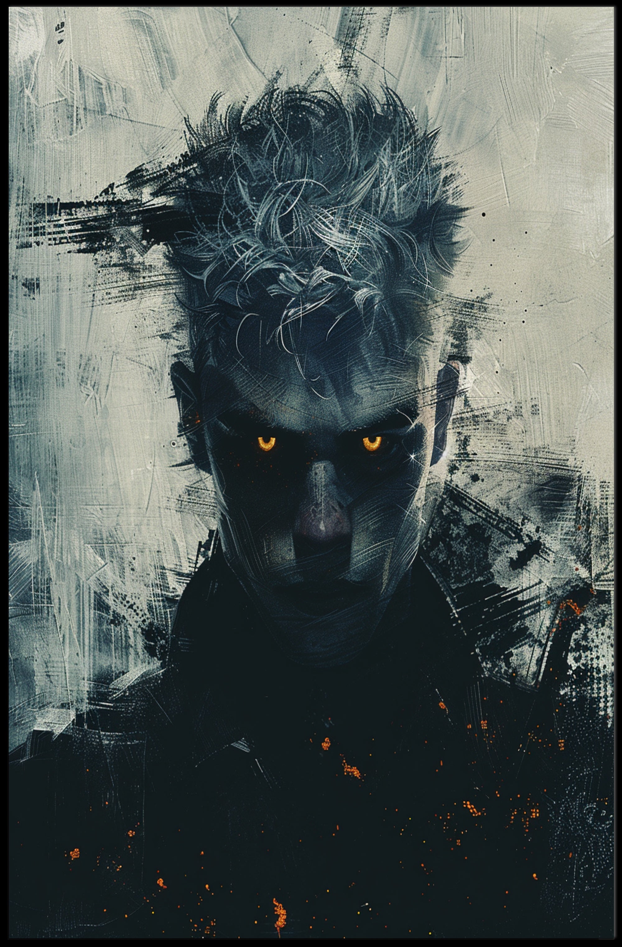 Dark Fantasy Poster: Mysterious Eyes, Abstract Background PosterGoat