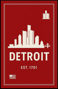 Detroit Skyline Poster PosterGoat