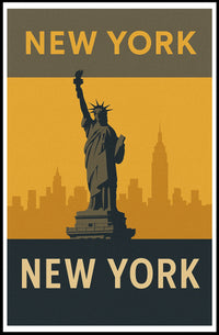 New York Skyline Silhouette Poster Vintage Wall Art