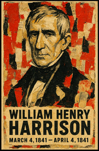 William Henry Harrison 9th President of the United States Layered paper Collage Poster