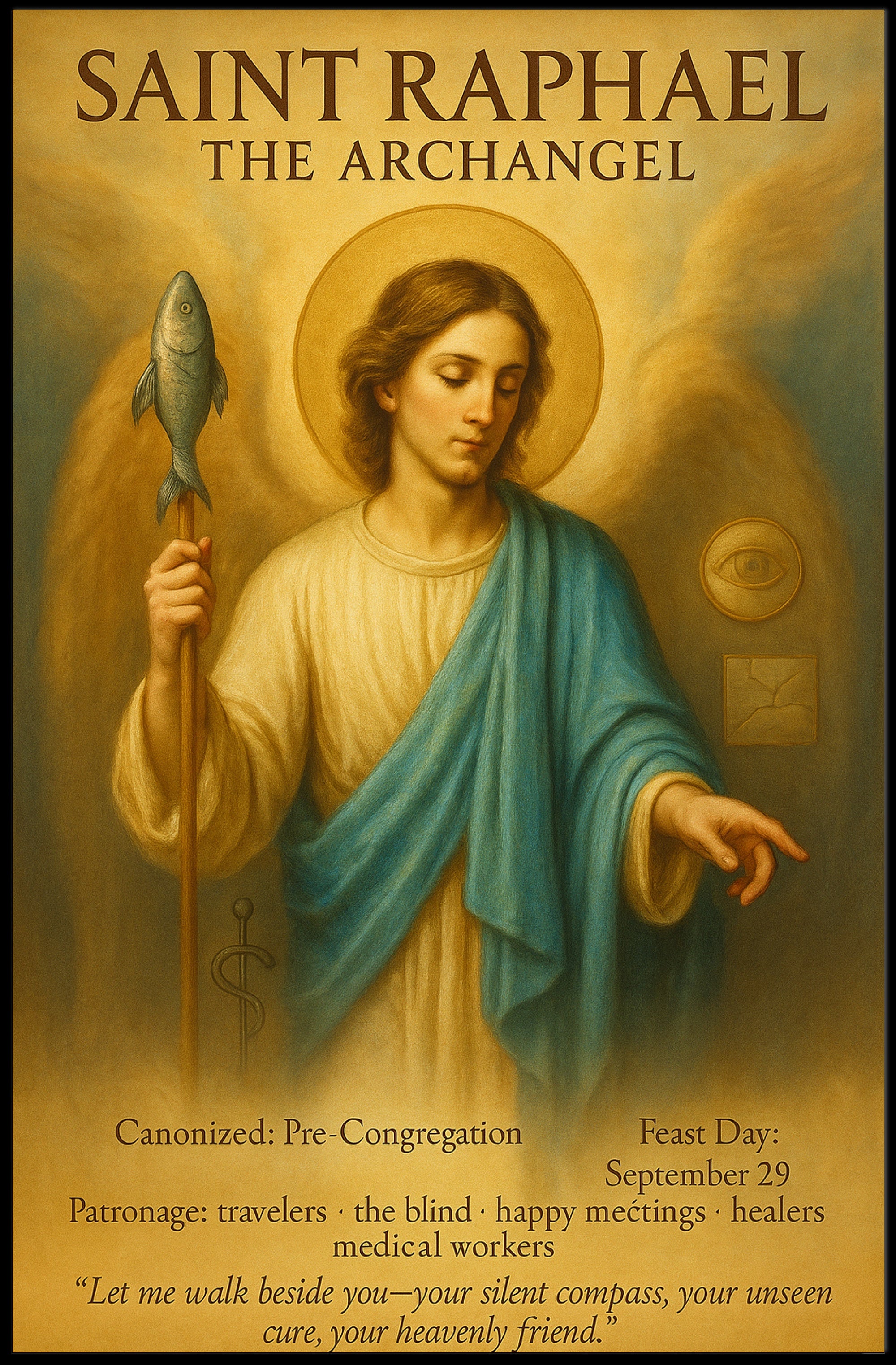 Saint Raphael Vintage Religious Iconography Poster