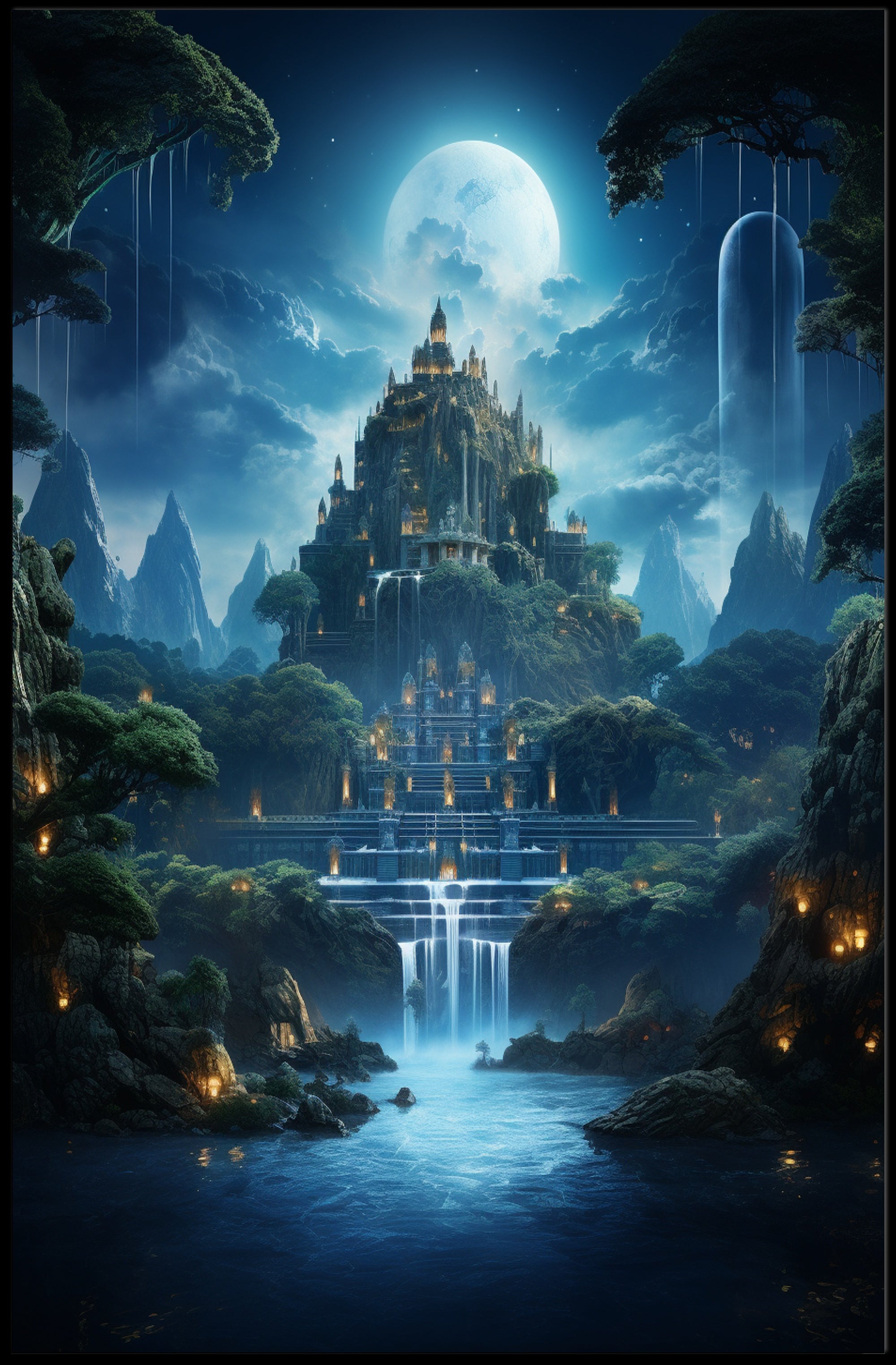Enchanted Moonlit Castle Poster
