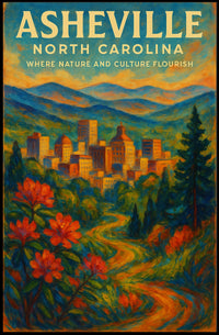 Asheville Nature and Culture Flourish Poster Home Decor