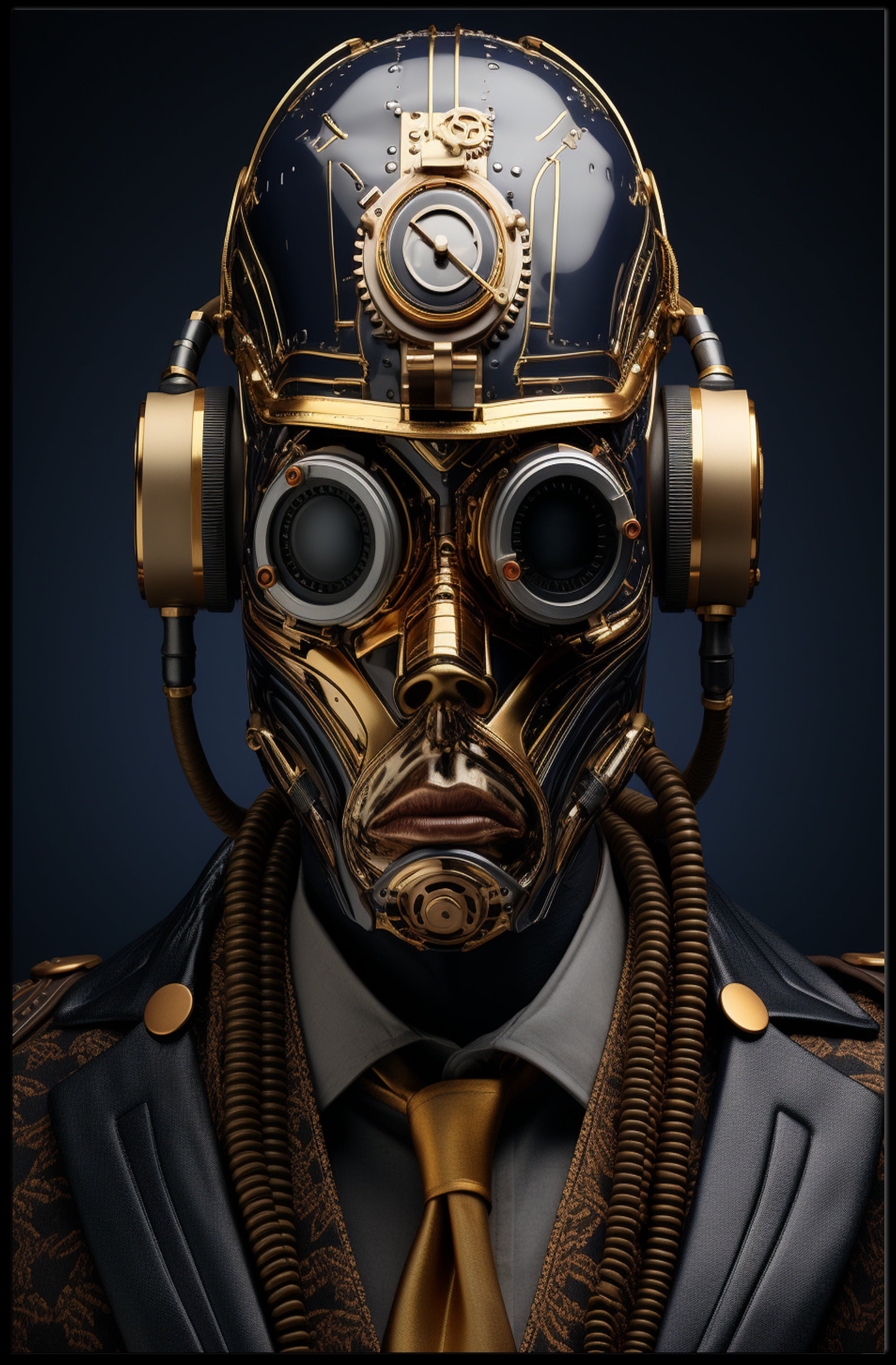 Steampunk Cyborg Portrait Poster PosterGoat