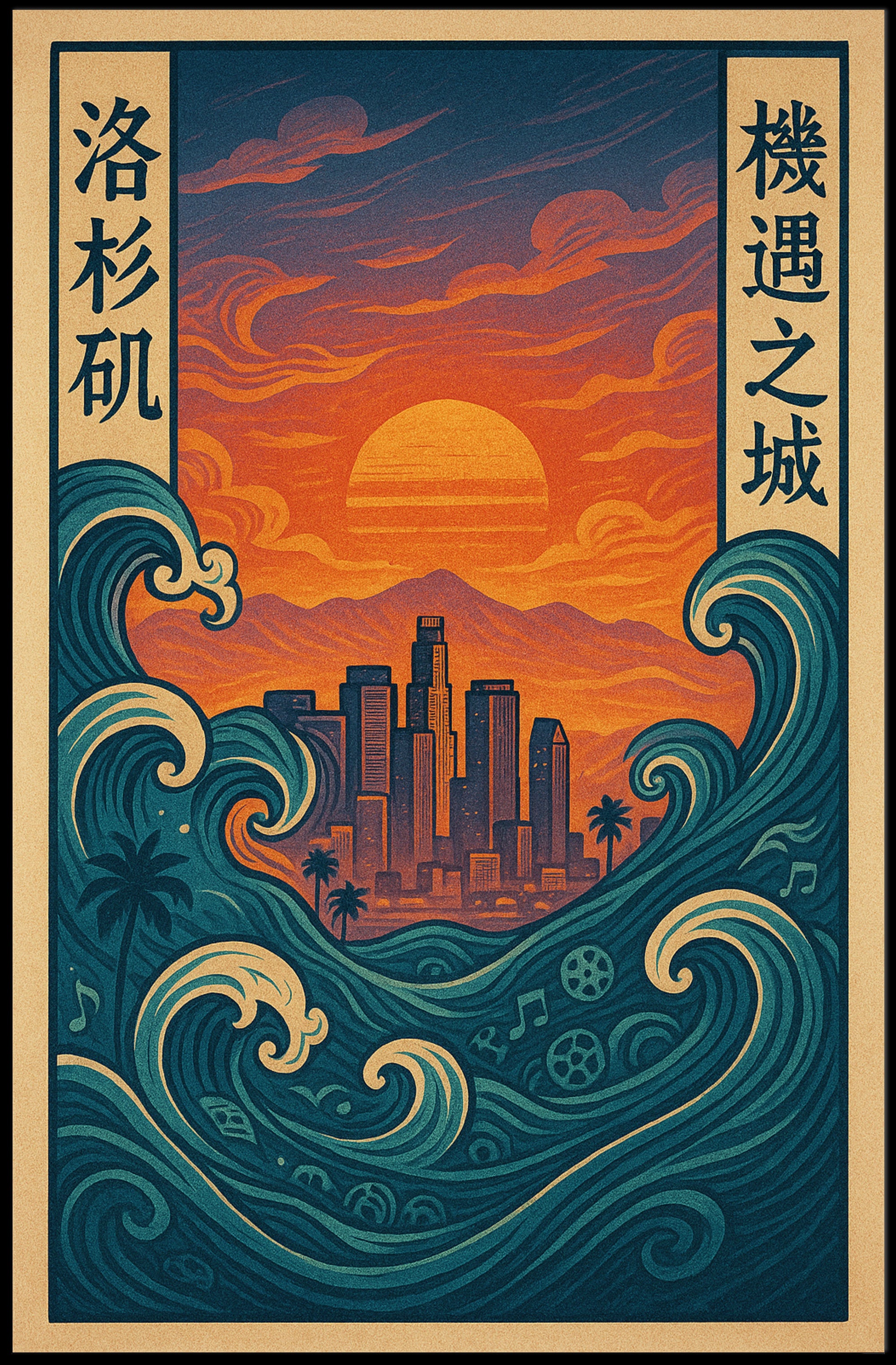Los Angeles Sunset Fusion Urban or Cityscape Poster